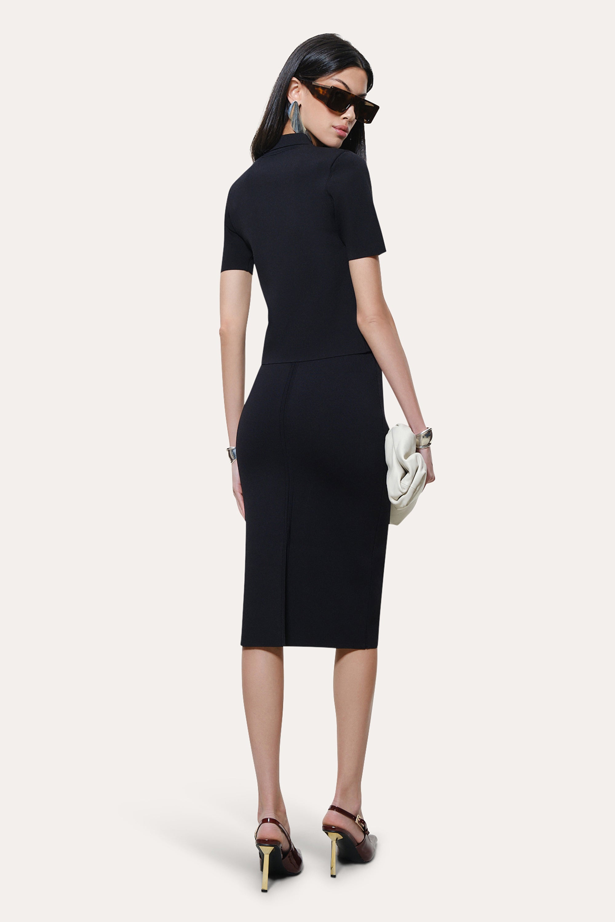 Elie Tahari Skylar E35YP506 polo dzianinowe czarne