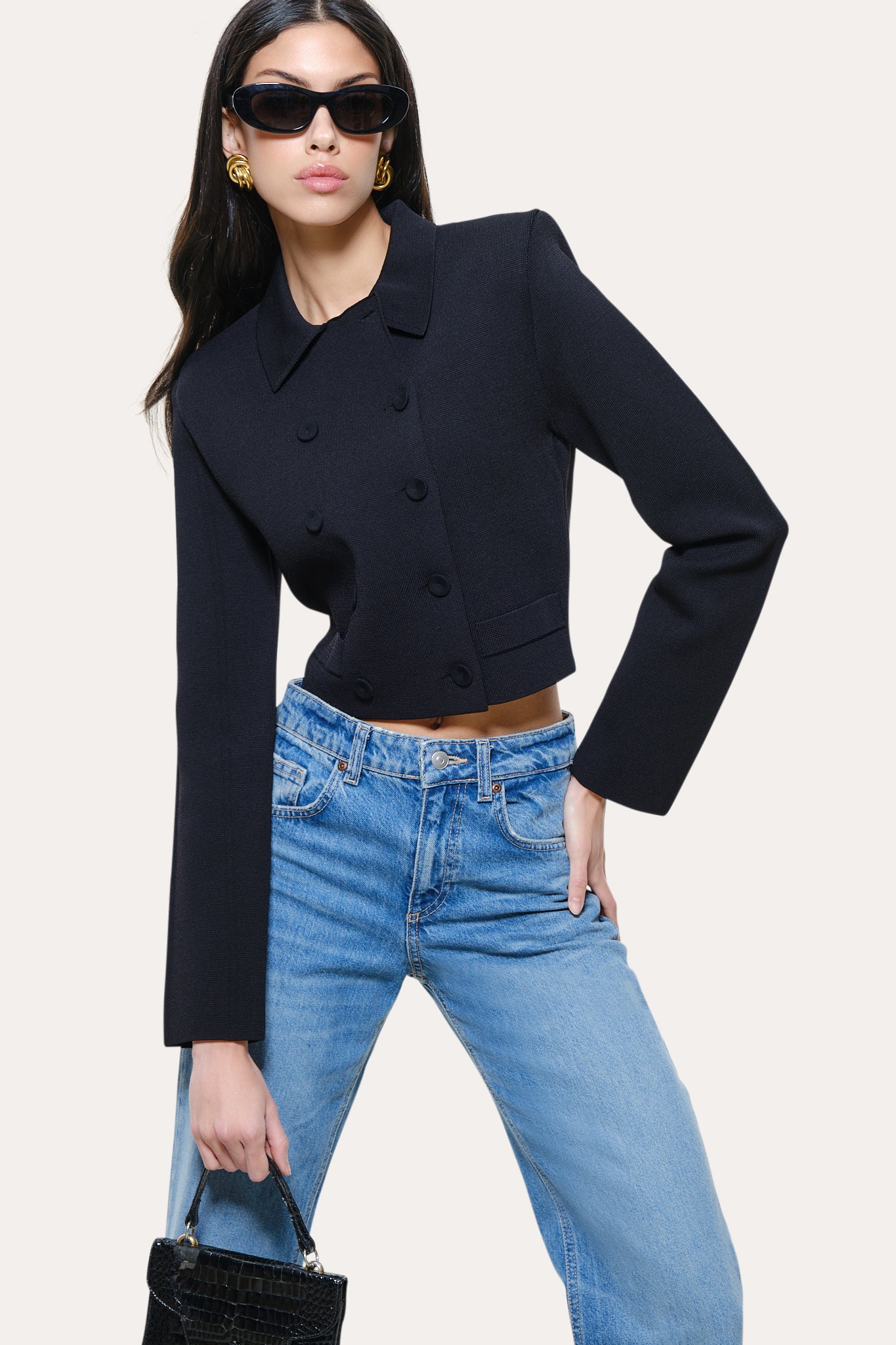 Elie Tahari Milano Sculpt Nolene żakiet cropped czarny