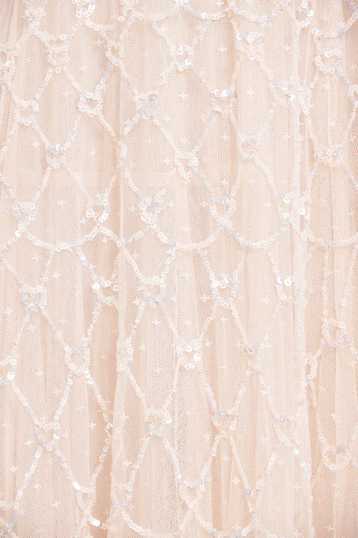 Needle & Thread Heart Lattice Ankle Gown sukienka wieczorowa kremowa cekinowa