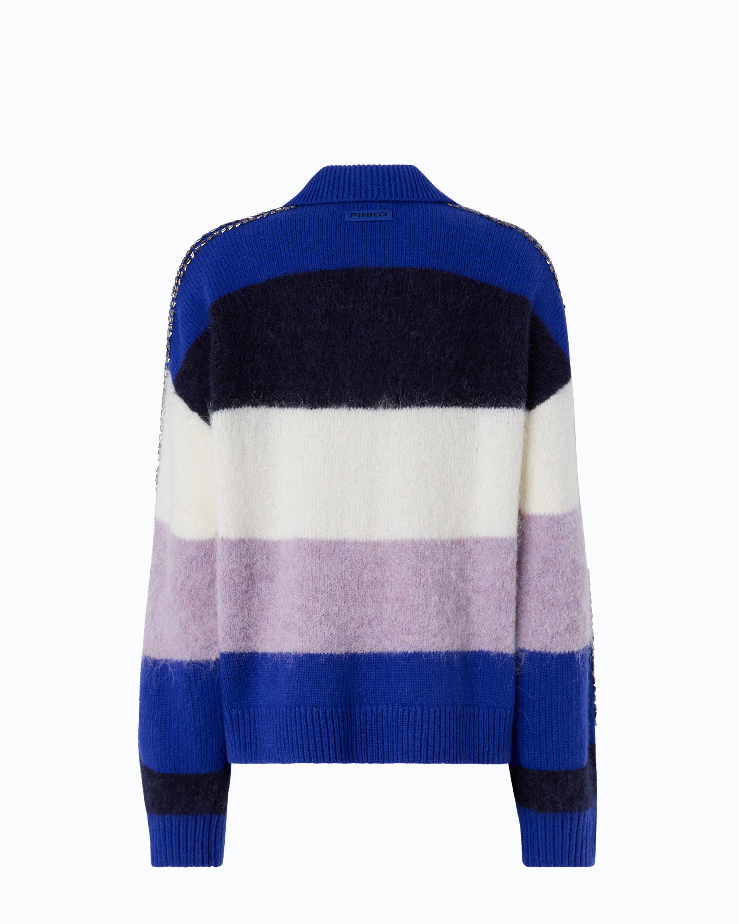 Pinko Strillo sweter polo w paski M mieszanka alpaki