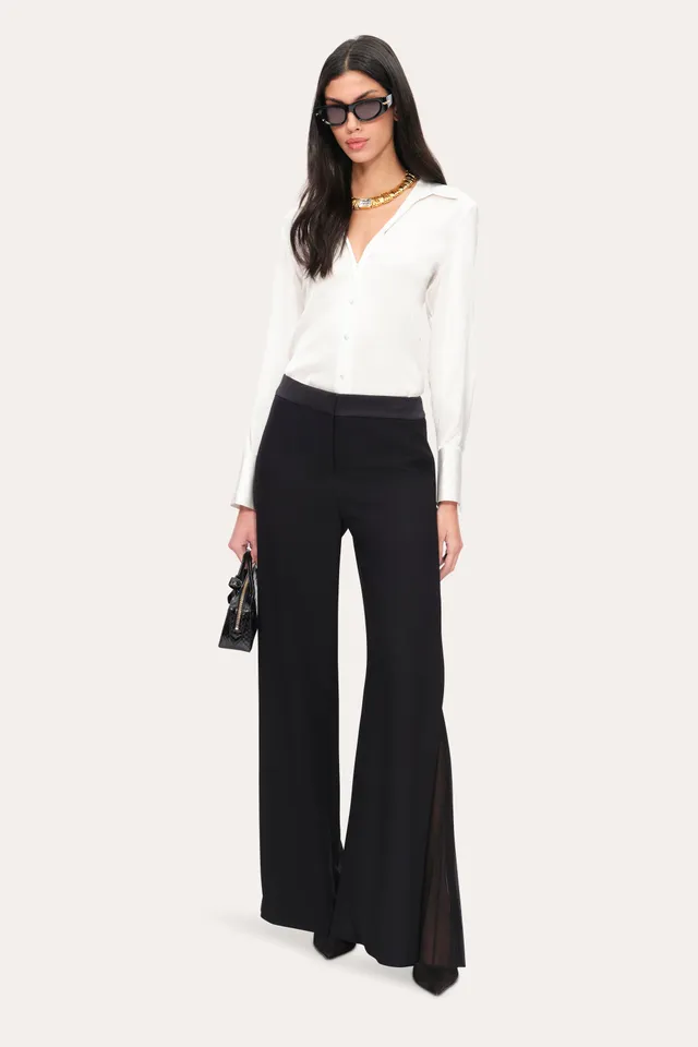 Elie Tahari Fluid Pleated spodnie czarne szerokie