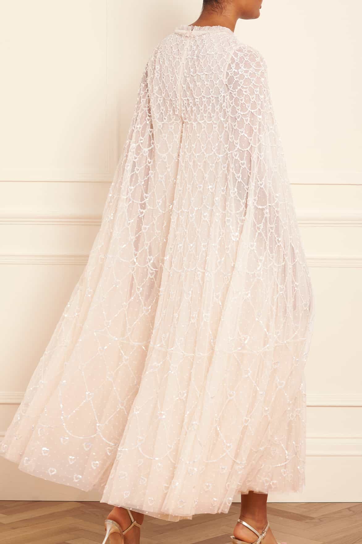 Needle & Thread Heart Lattice Ankle Gown sukienka wieczorowa kremowa cekinowa
