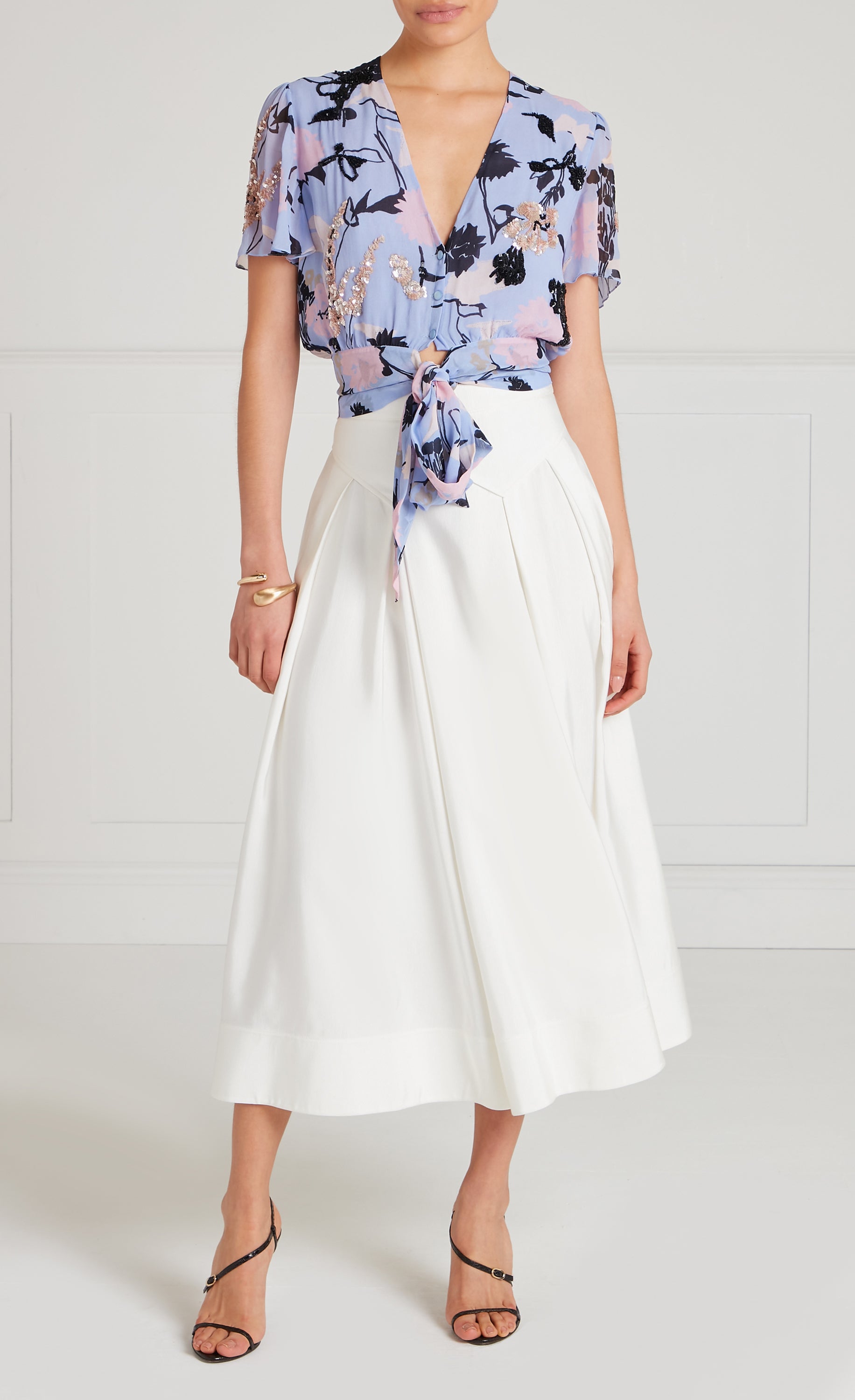 Temperley London Maisie bluzka Lavender Blue półprzezroczysta
