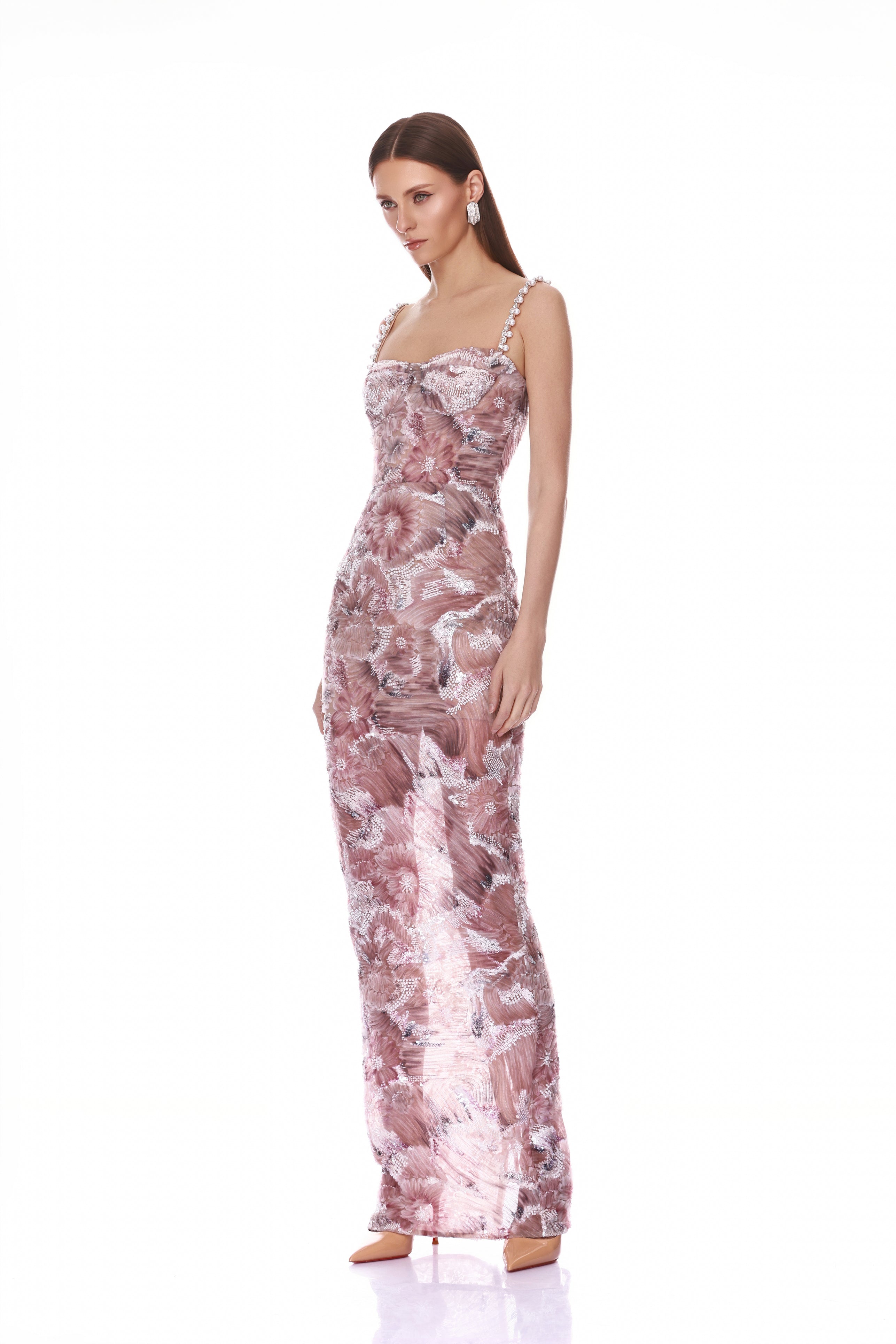 Bronx and Banco Eve Dahlia Blush sukienka maxi na ramiączkach