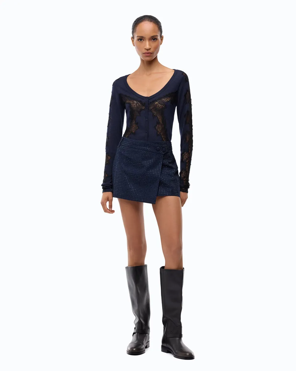 Pinko Soave Skirt spódnica mini kopertowa kryształki