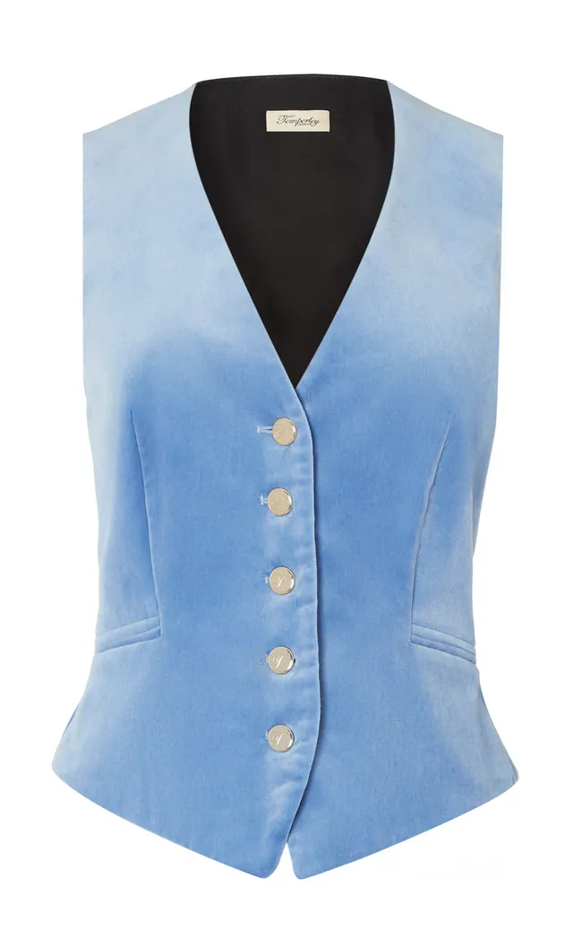 Temperley London Clove kamizelka welurowa Cornflower