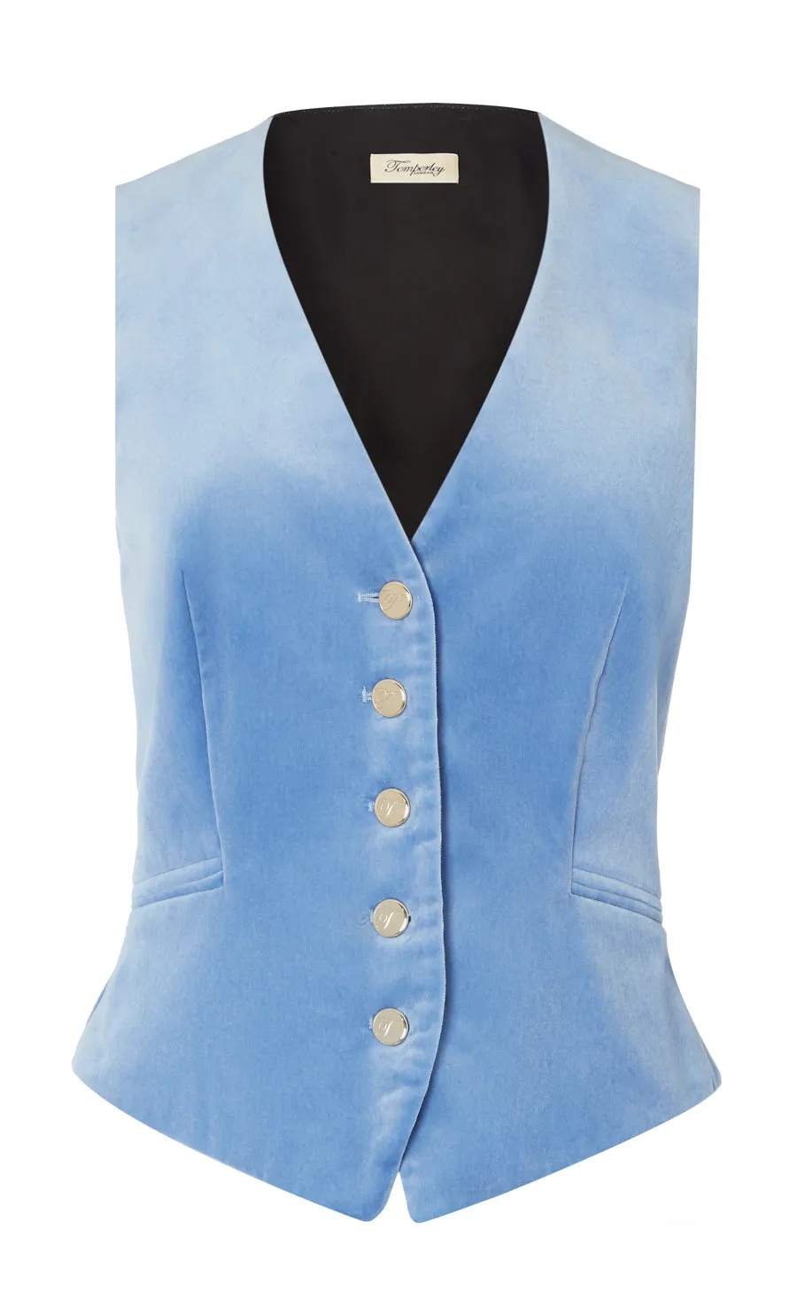 Temperley London Clove kamizelka welurowa Cornflower