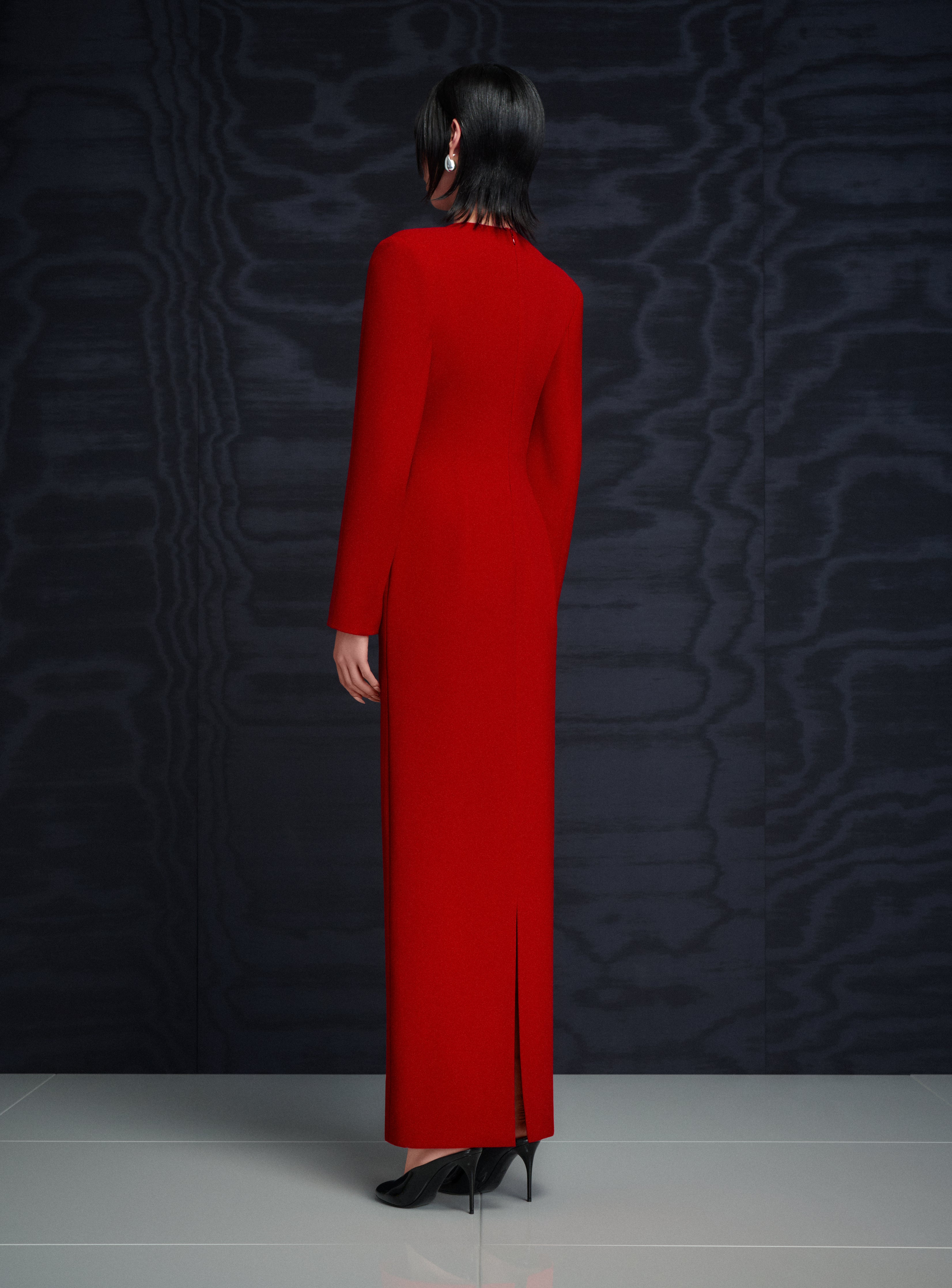 Solace London Deacon Maxi Dress sukienka czerwona długi rękaw