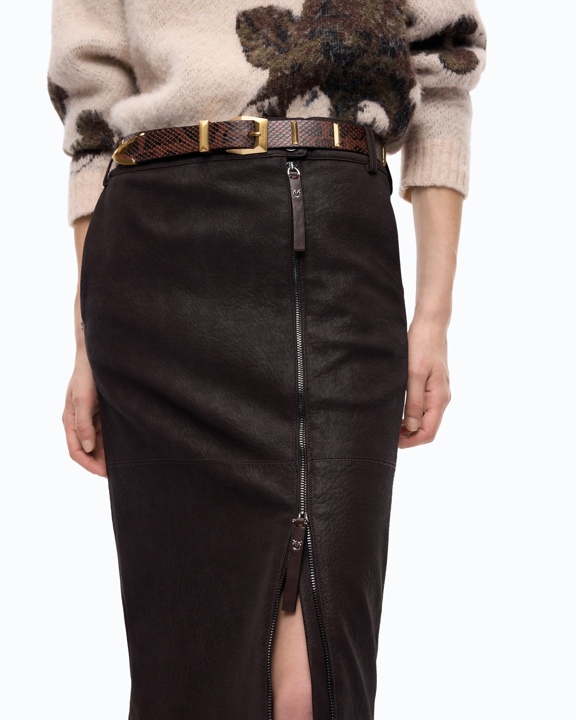 Pinko Montiano Skirt spódnica brązowa midi