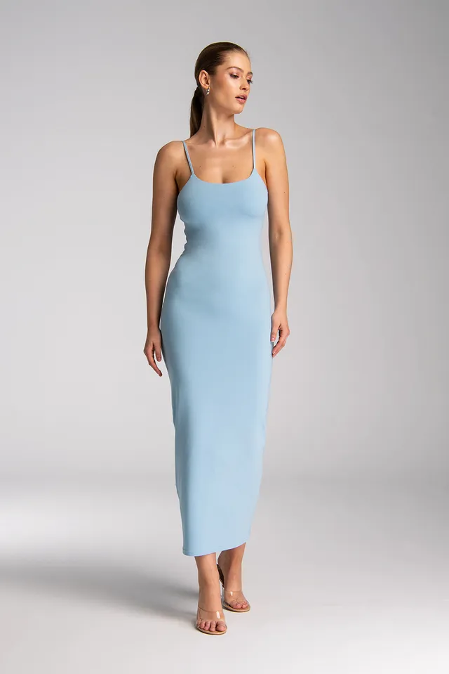 Nudyess Soleil sukienka maxi Baby Blue bawełniana