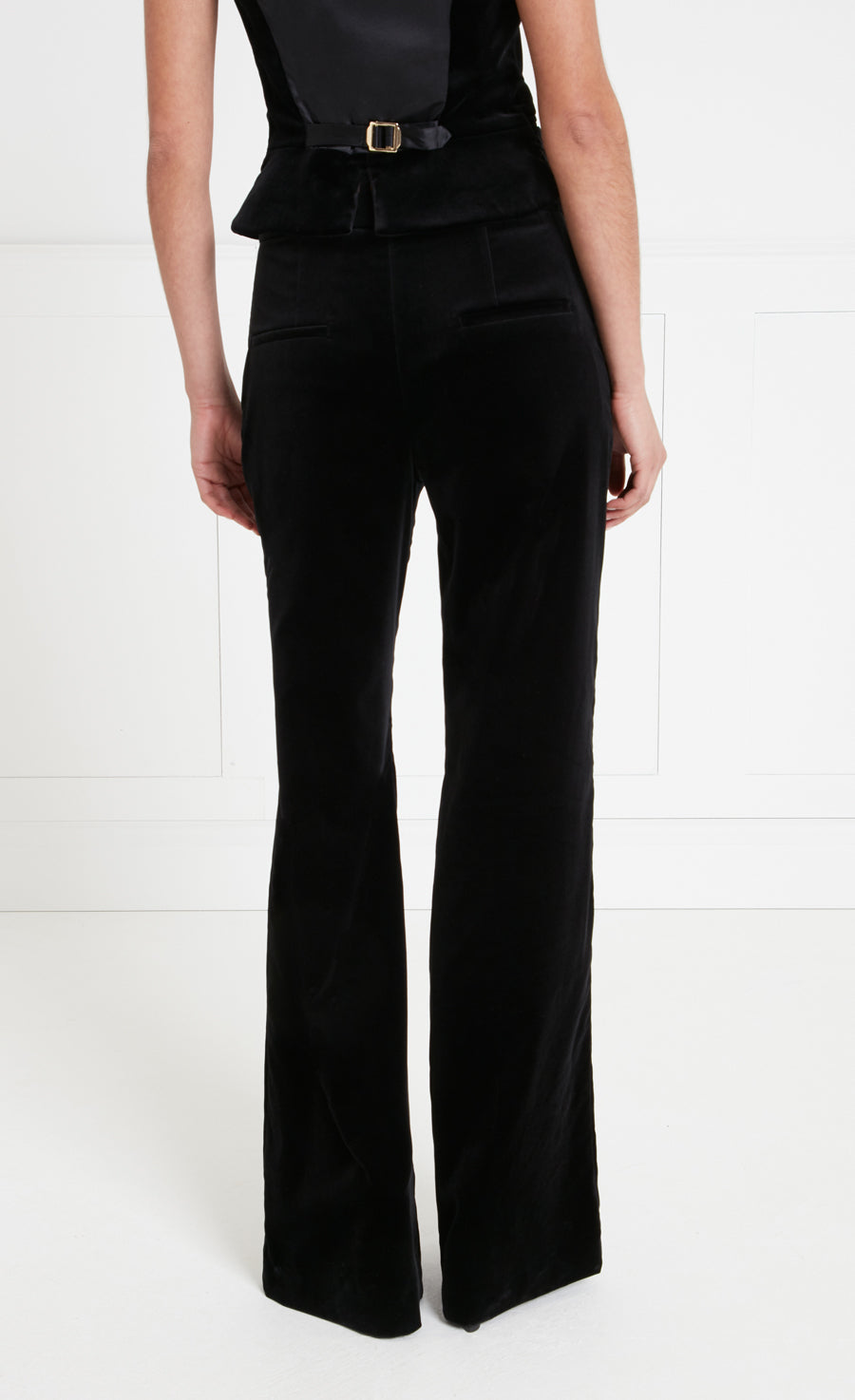 Temperley London Clove spodnie welwetowe czarne welwet