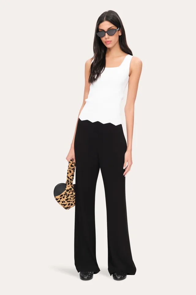 Elie Tahari Scallop Hem top dzianinowy Pearl