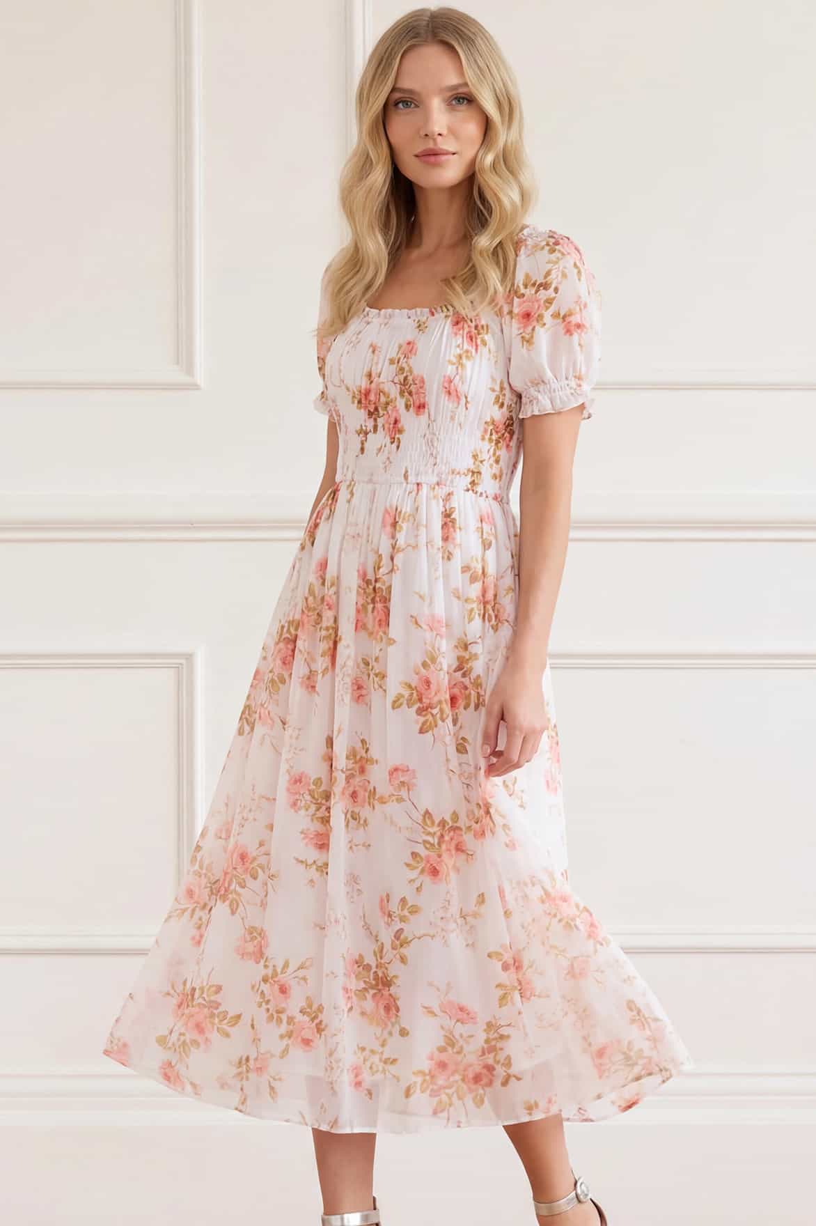 Needle & Thread Summer's Rose Ballerina sukienka biaoaa w kwiaty