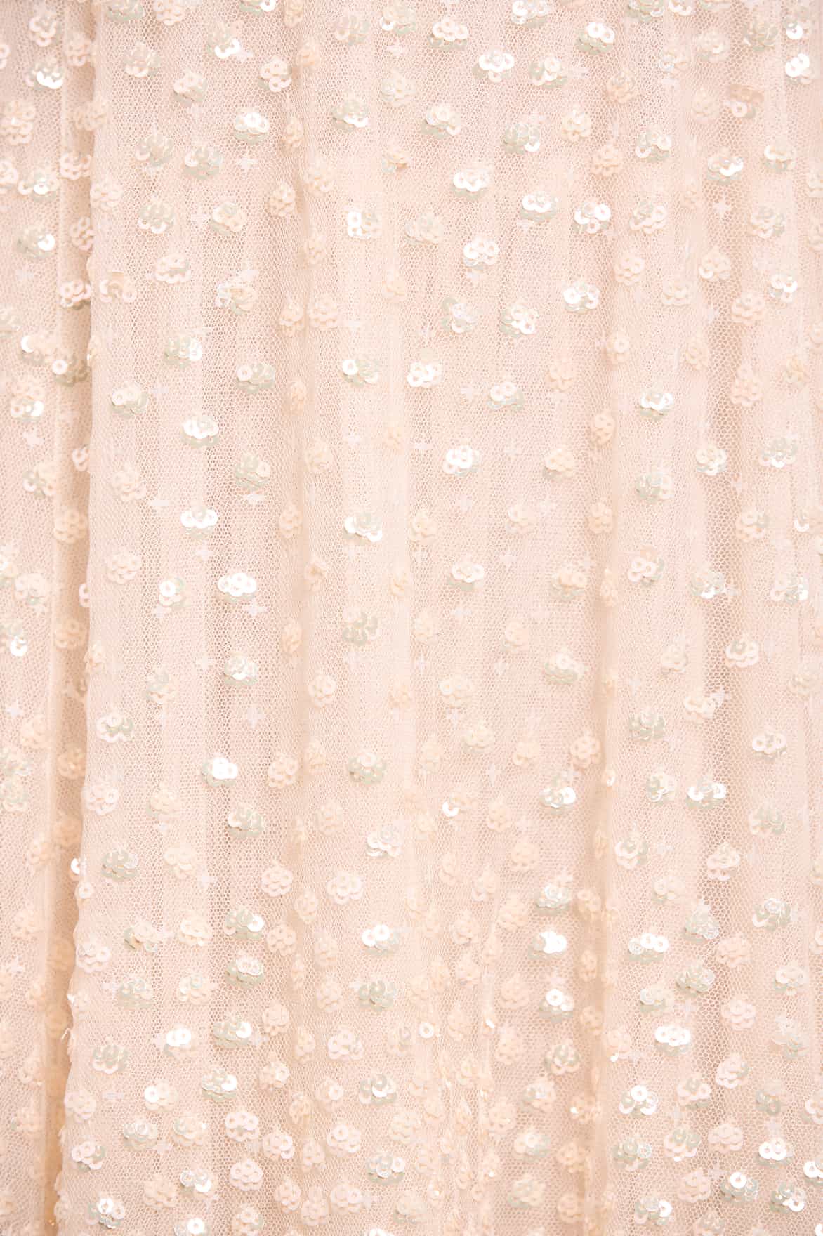 Needle & Thread Scatter Dot Ruffle Ankle Gown sukienka kremowa