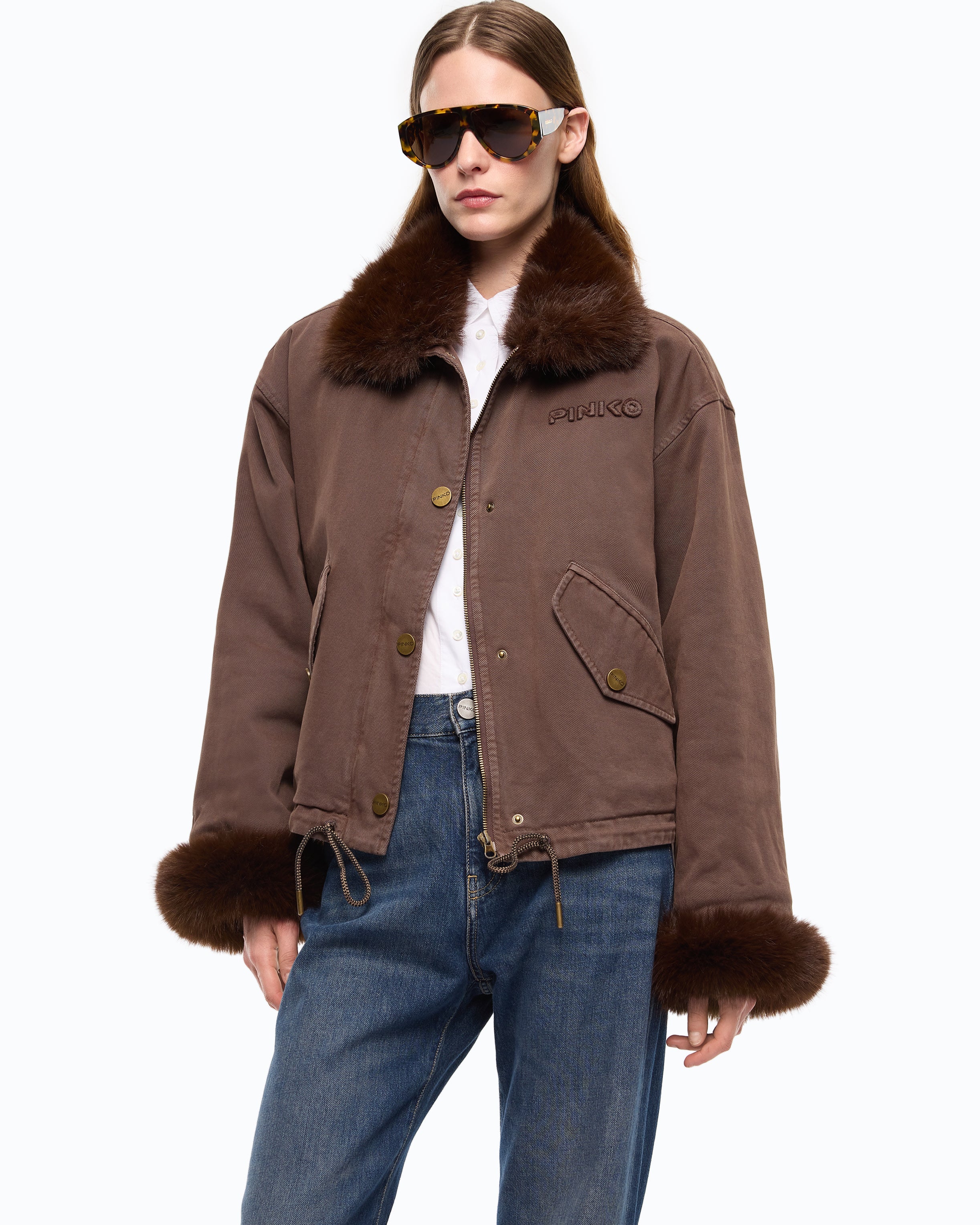 Pinko Garlate Jacket bosmanka bawełniana brązowa