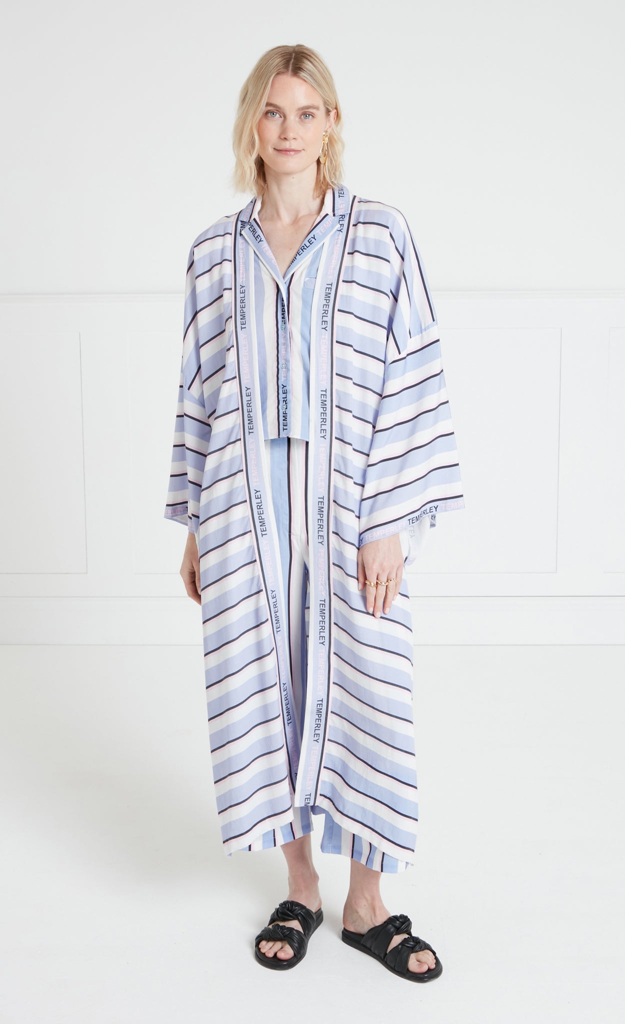 Temperley London Dominique kimono blue mix lyocell