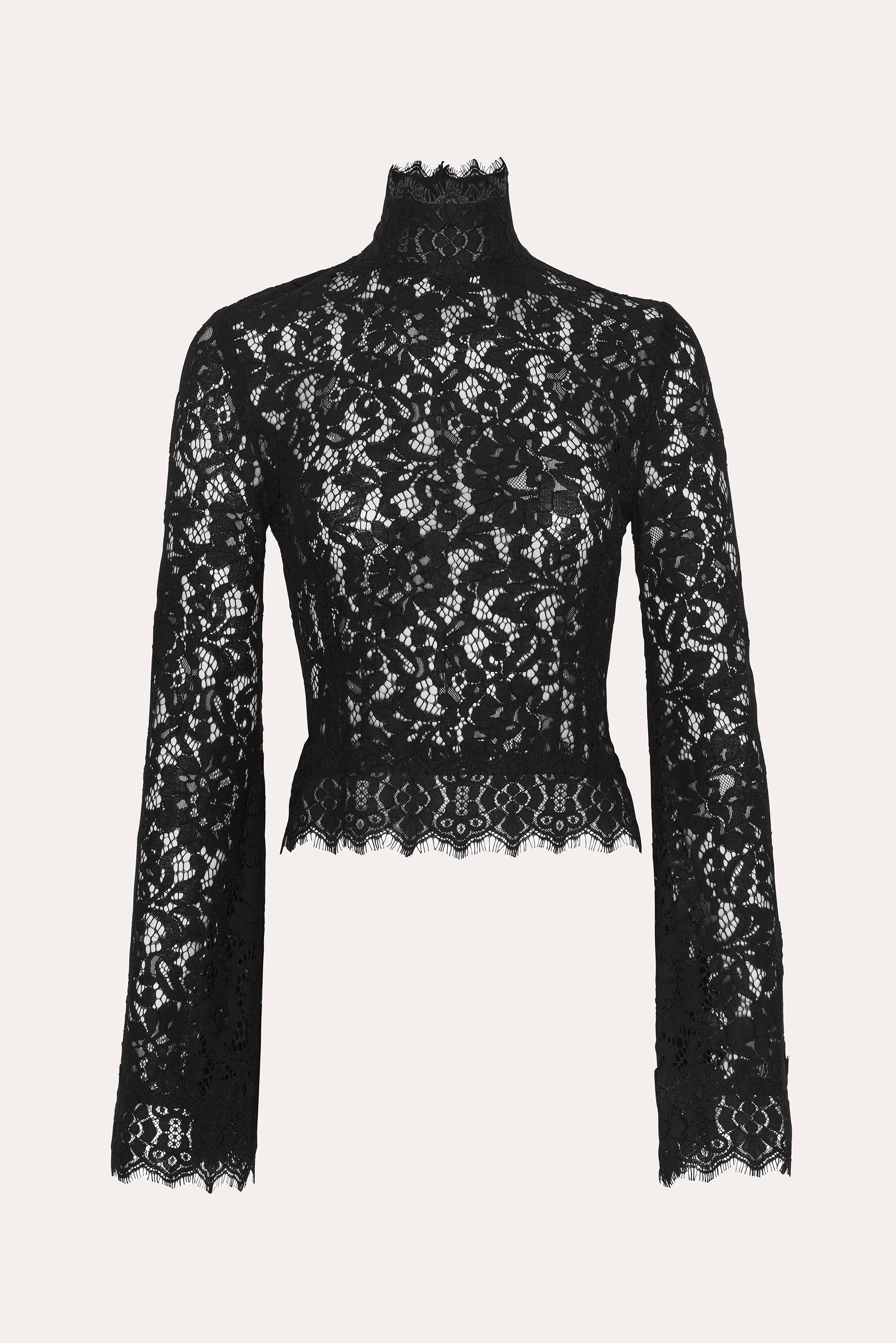 Elie Tahari Isabella top koronkowy czarny cropped