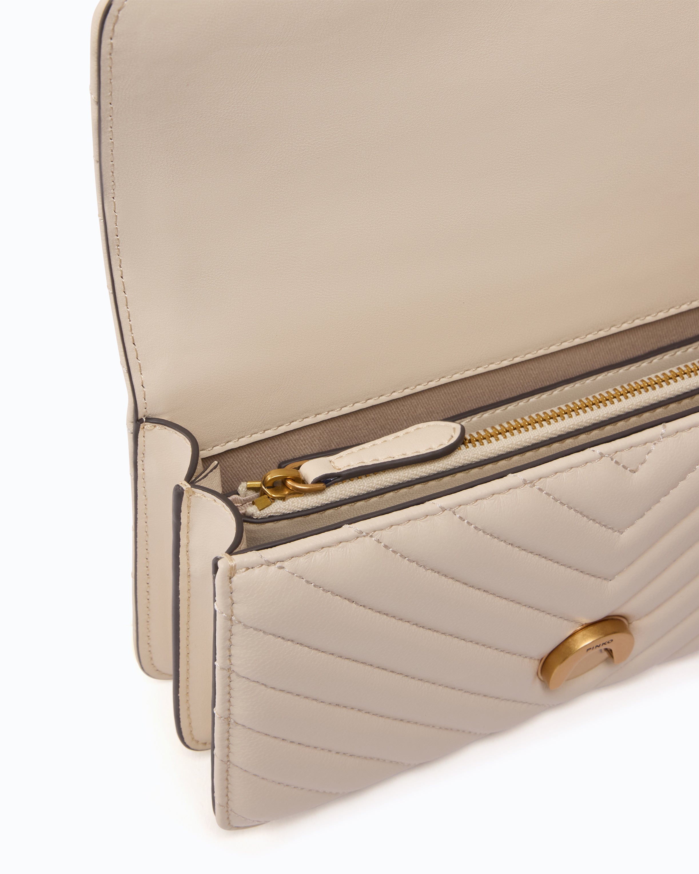 Pinko Love Bag One Chevron New Buckle torebka biała skórzana