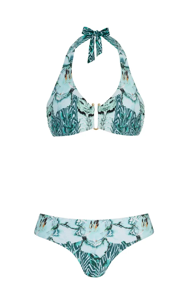 Temperley London Liana góra bikini niebieska U-Bar mix