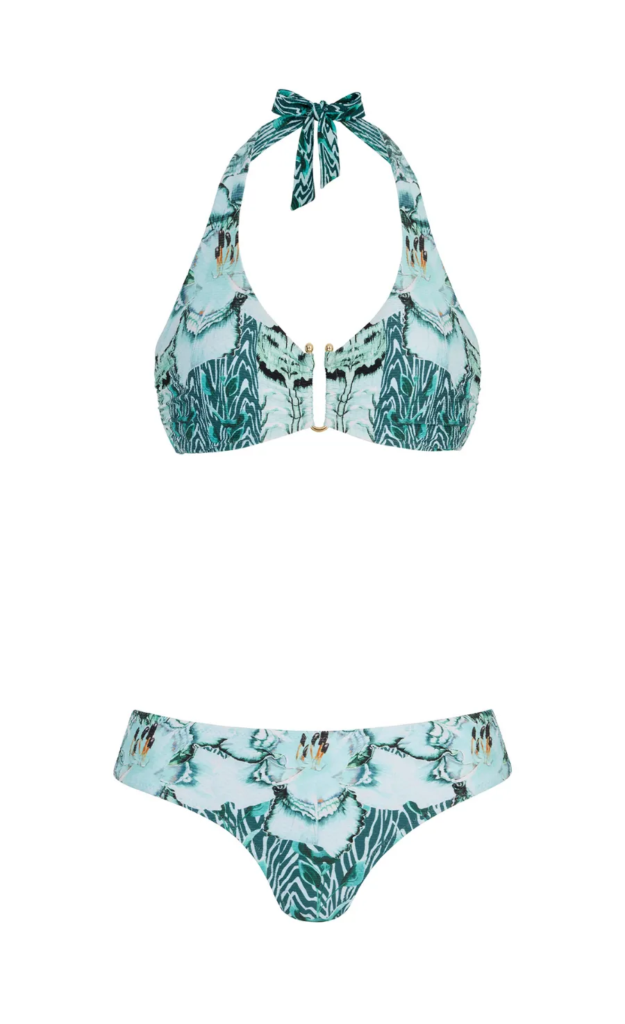 Temperley London Liana góra bikini niebieska U-Bar mix