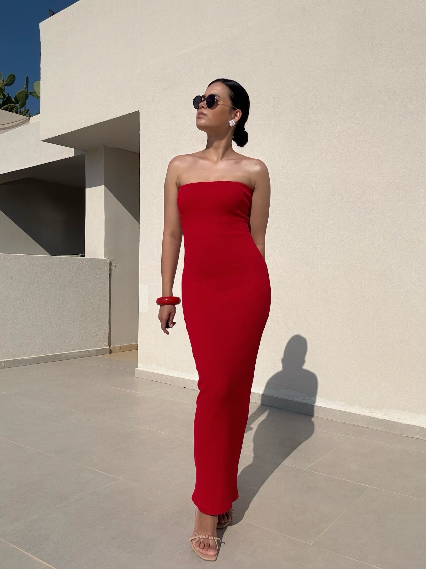 Nudyess Melrose sukienka maxi red tuba