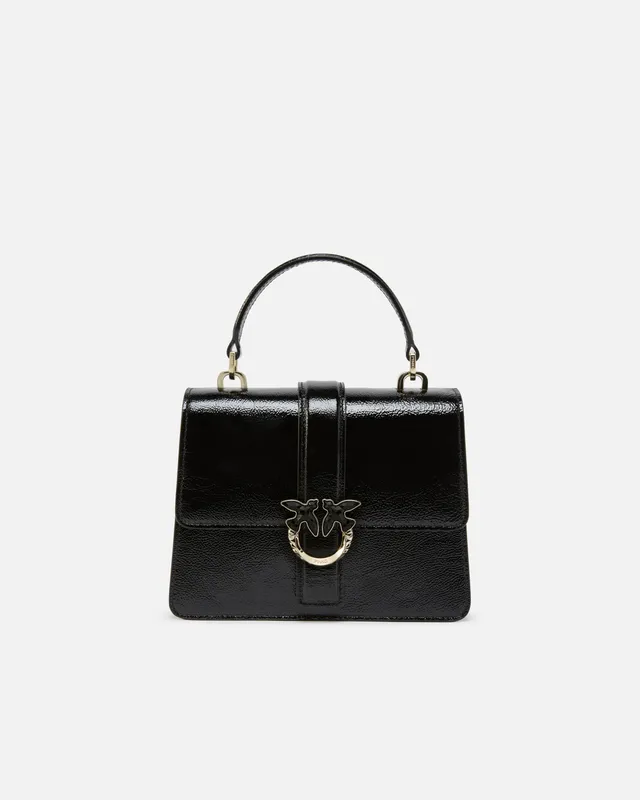 Pinko Love One Top Handle Mini torebka czarna lakierowana
