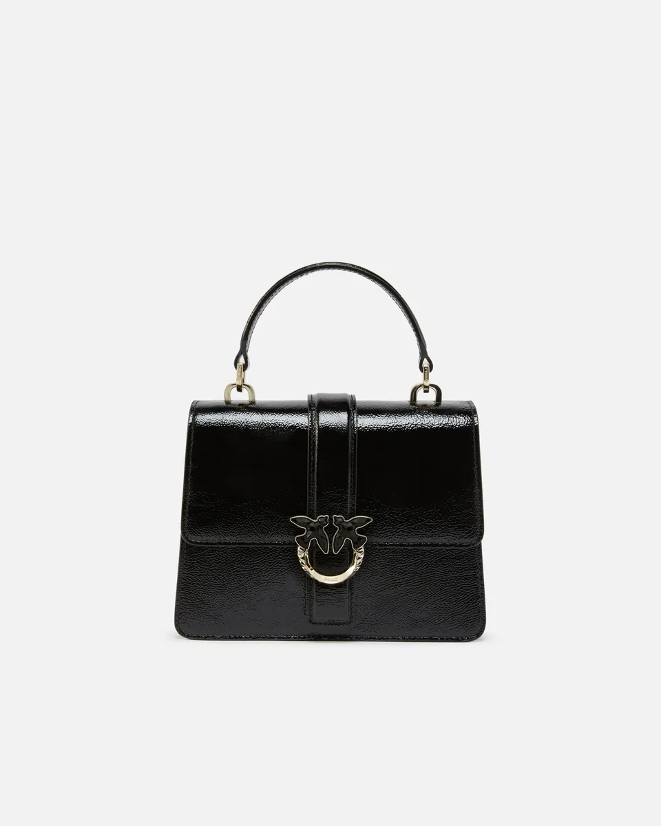 Pinko Love One Top Handle Mini torebka czarna lakierowana