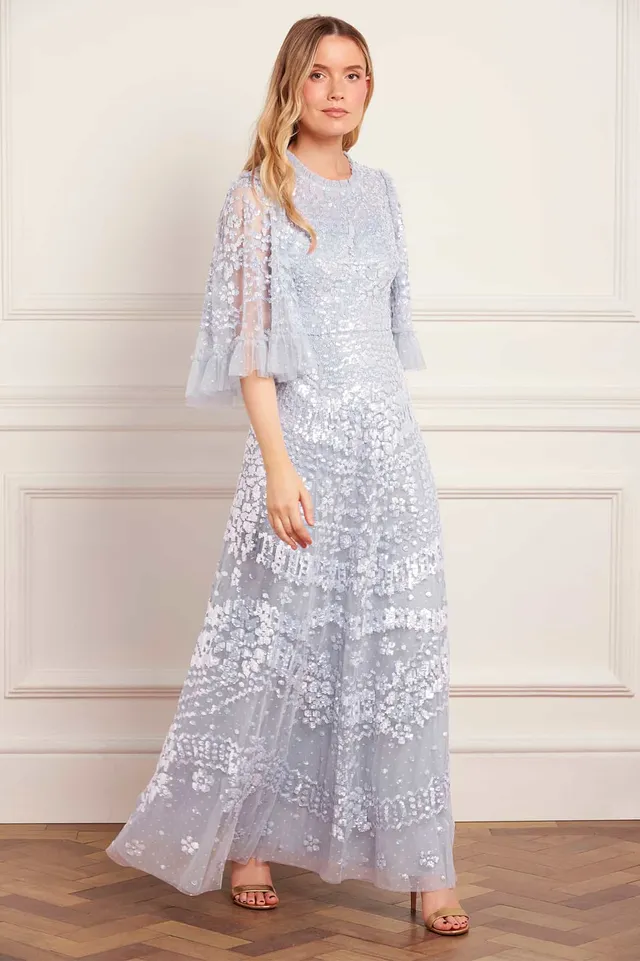 Needle & Thread Anais Sequin Gown sukienka błękitna tiulowa