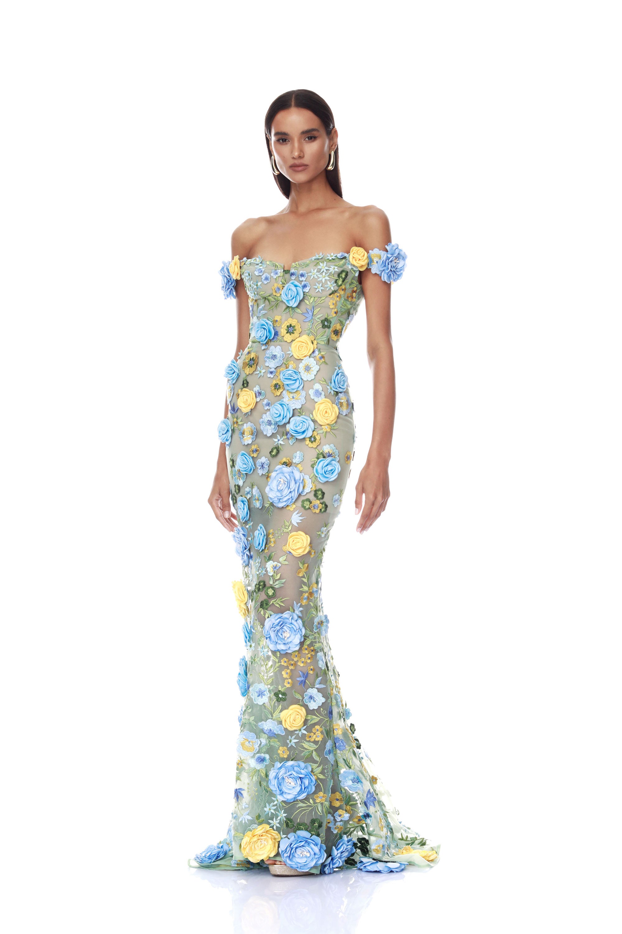 Bronx and Banco Portofino Floral Jasmine suknia niebieska