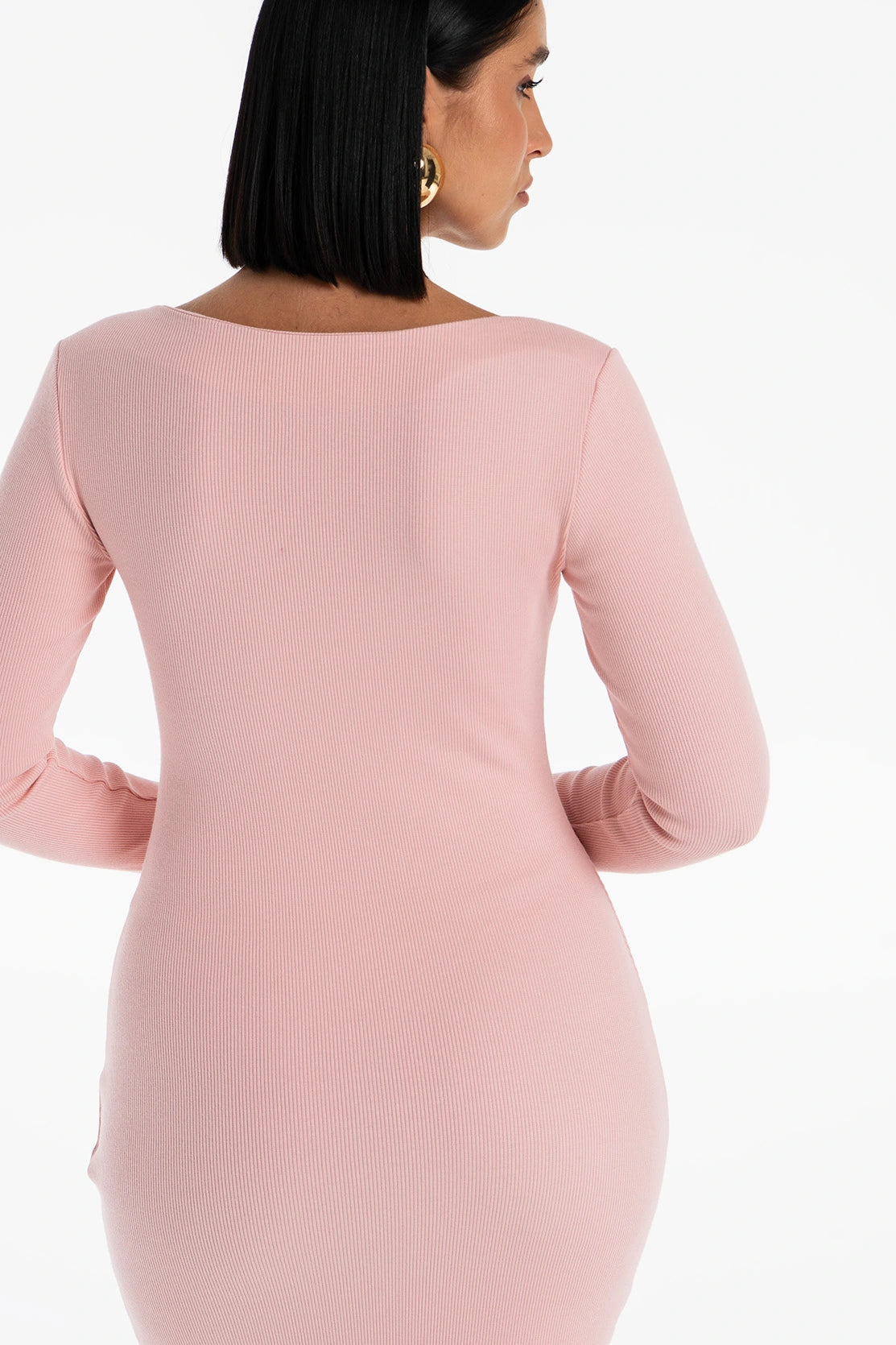 Nudyess Marsili sukienka midi Pink kwadratowy dekolt