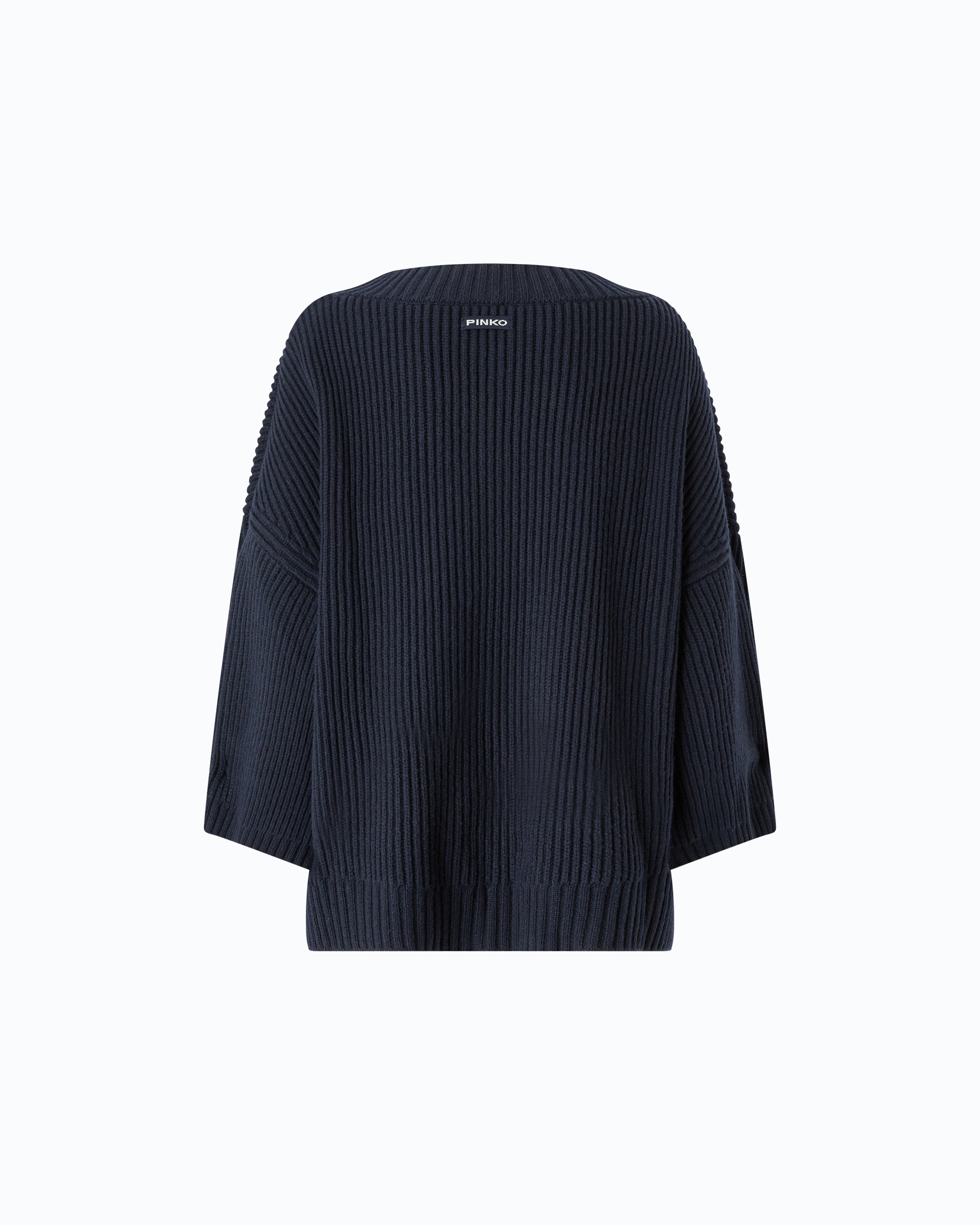 Pinko Lione sweter niebieski wełniany dekolt V