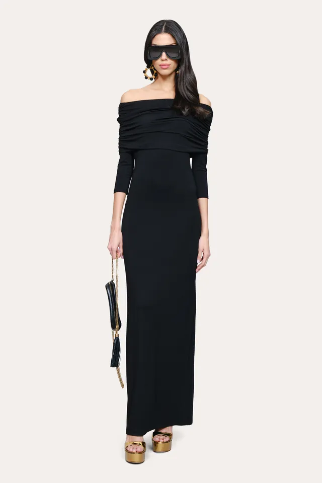 Elie Tahari Serena sukienka wieczorowa czarna maxi