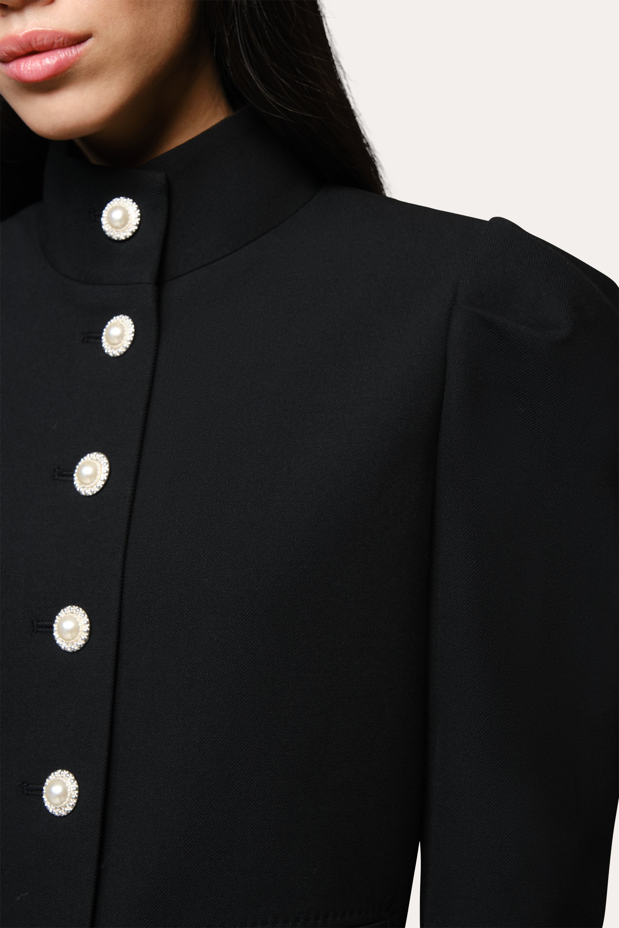 Elie Tahari Twill marynarka krótka czarna gumki