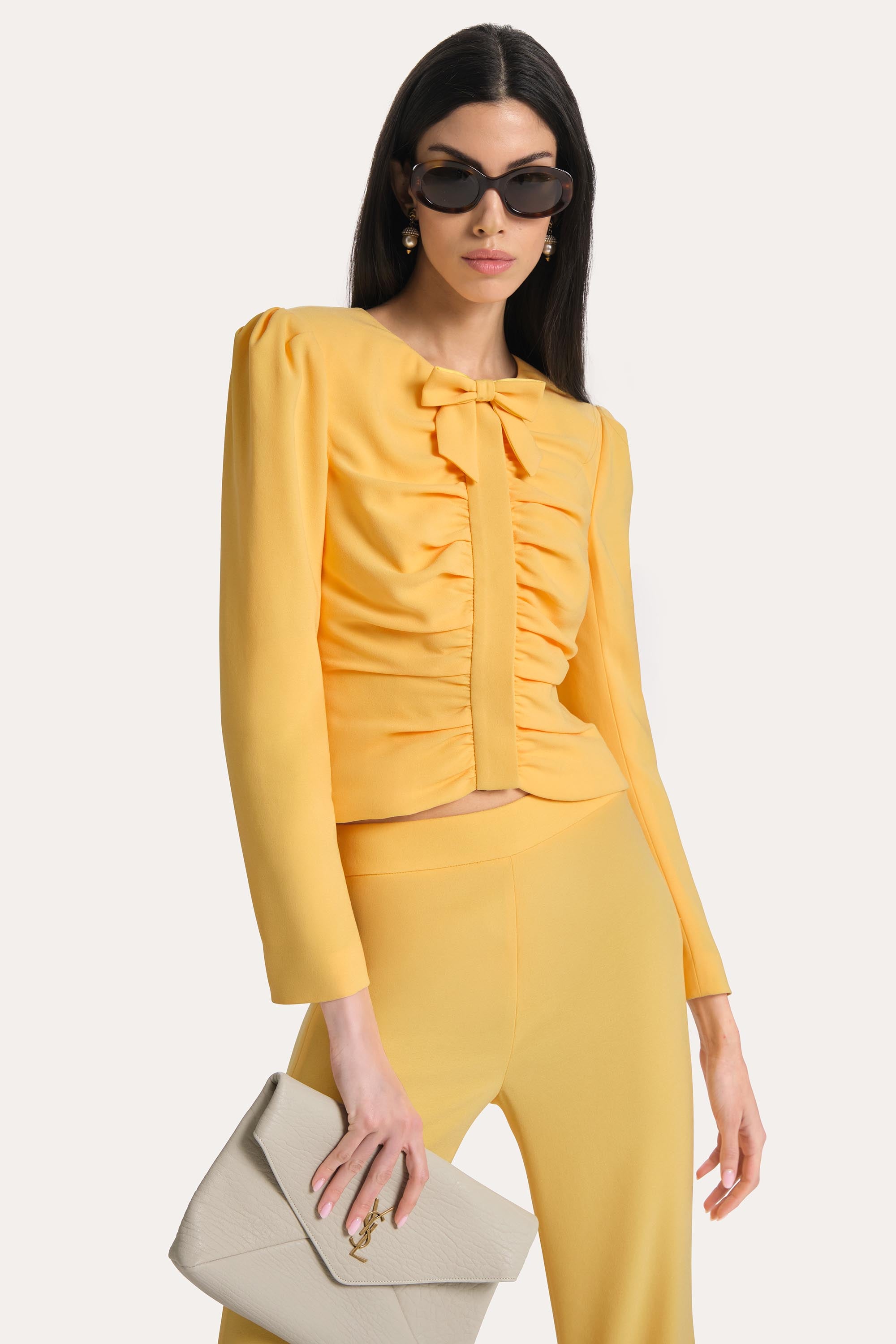 Elie Tahari Sienna Crepe Ruched Jacket E6087116 żakiet