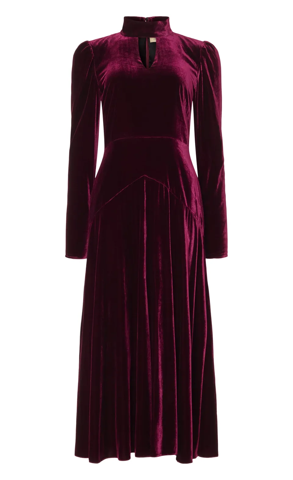 Temperley London Clarice sukienka welwetowa bordowa midi