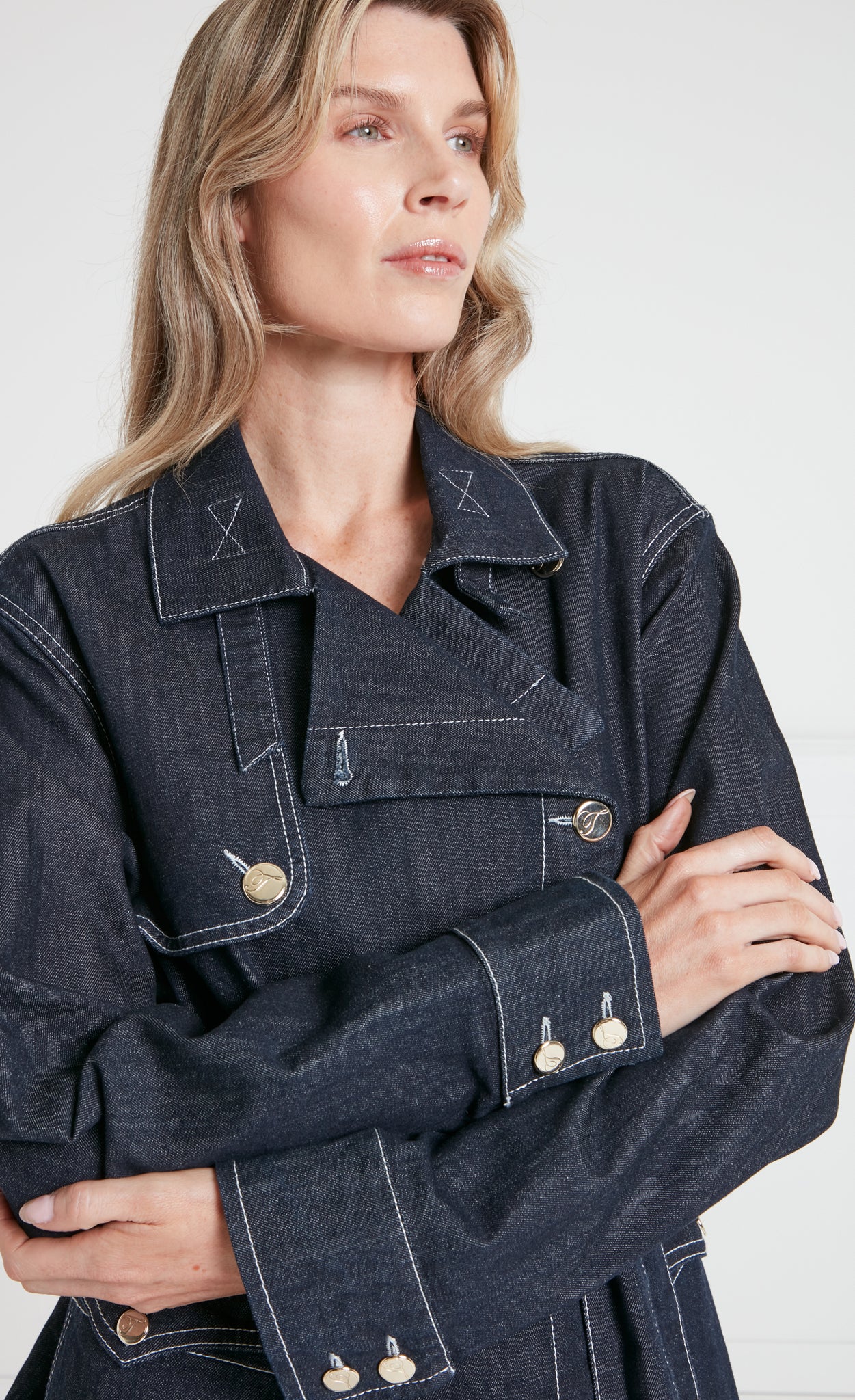 Temperley London Maye kurtka jeansowa Blue z paskiem