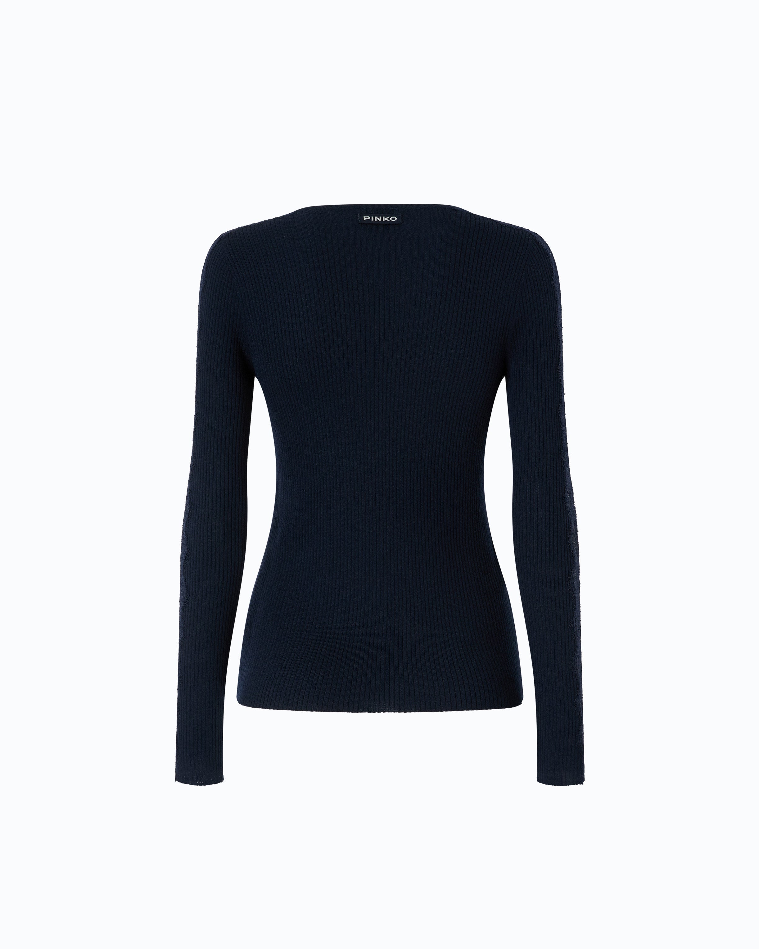 Pinko Copenaghen Sweater sweter niebieski koronka