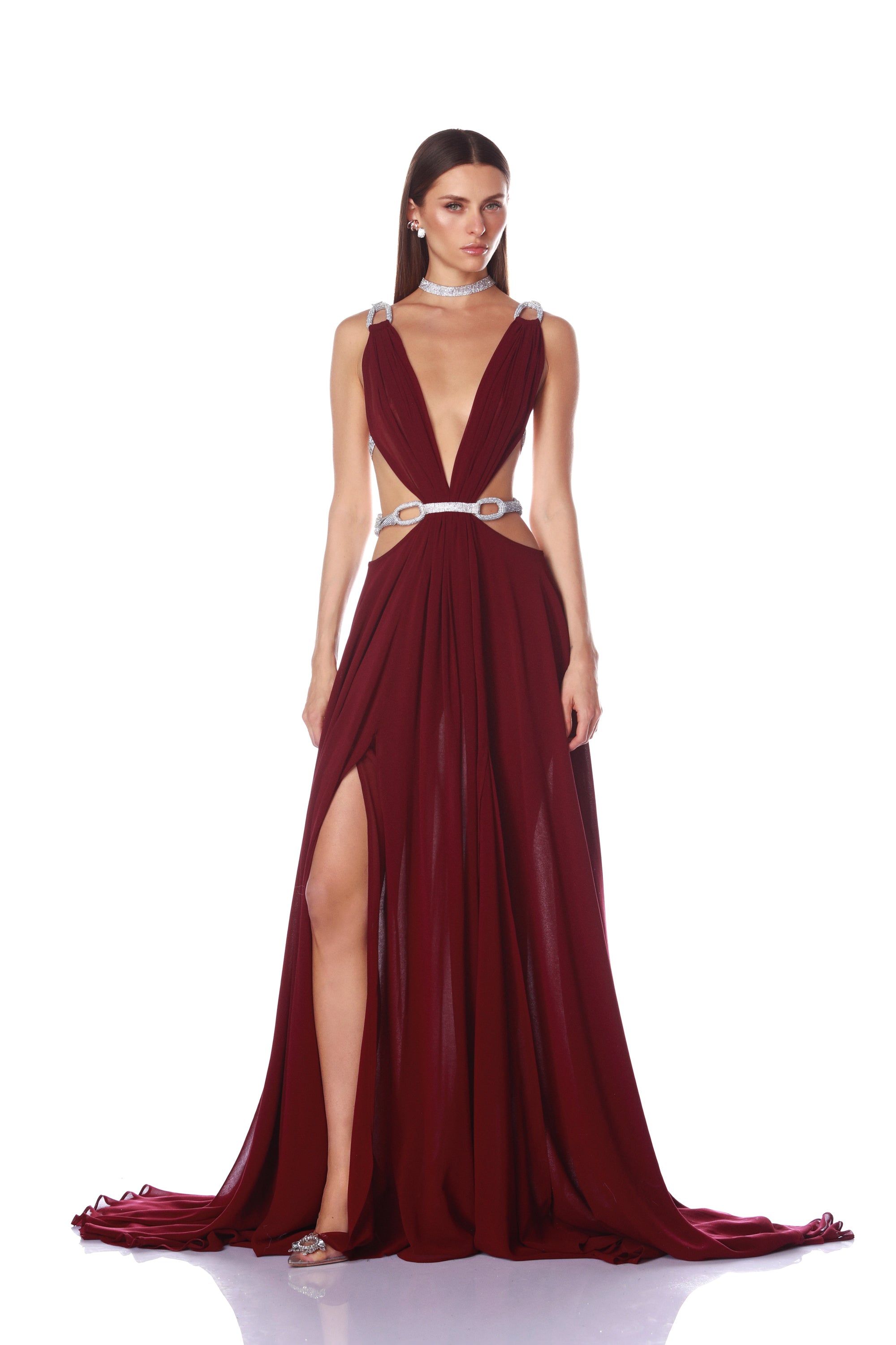Bronx and Banco Brielle Burgundy suknia wieczorowa maxi