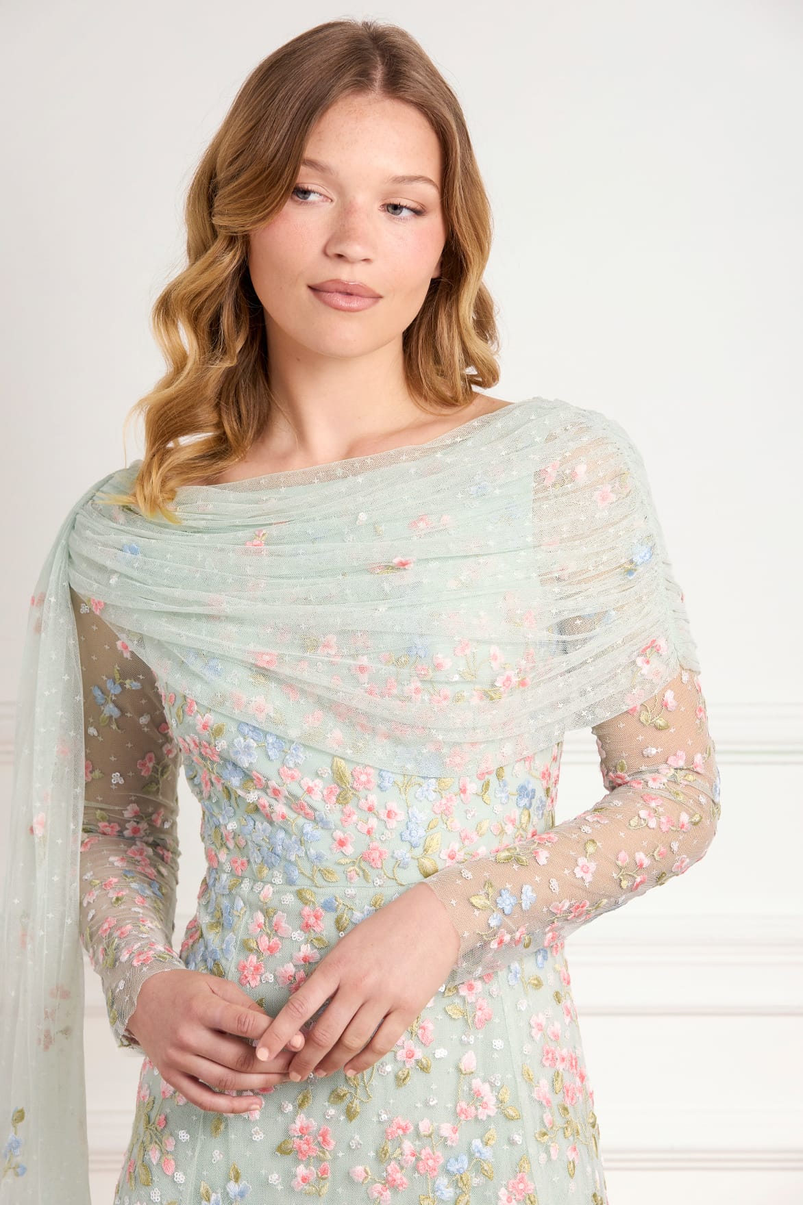 Needle & Thread Versailles Ditsy Ankle Gown sukienka zielona