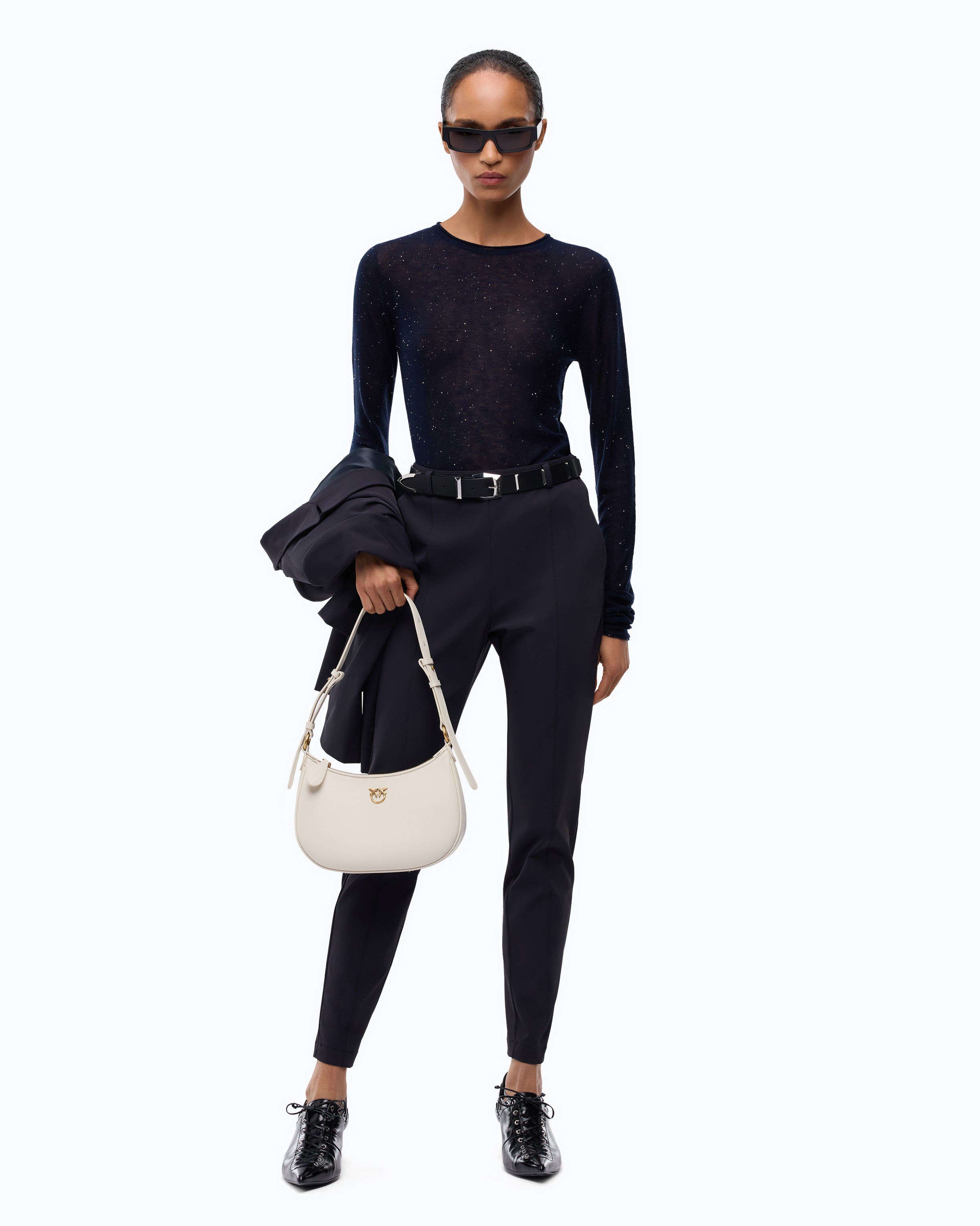 Pinko Pico Sweater sweter niebieski cekiny