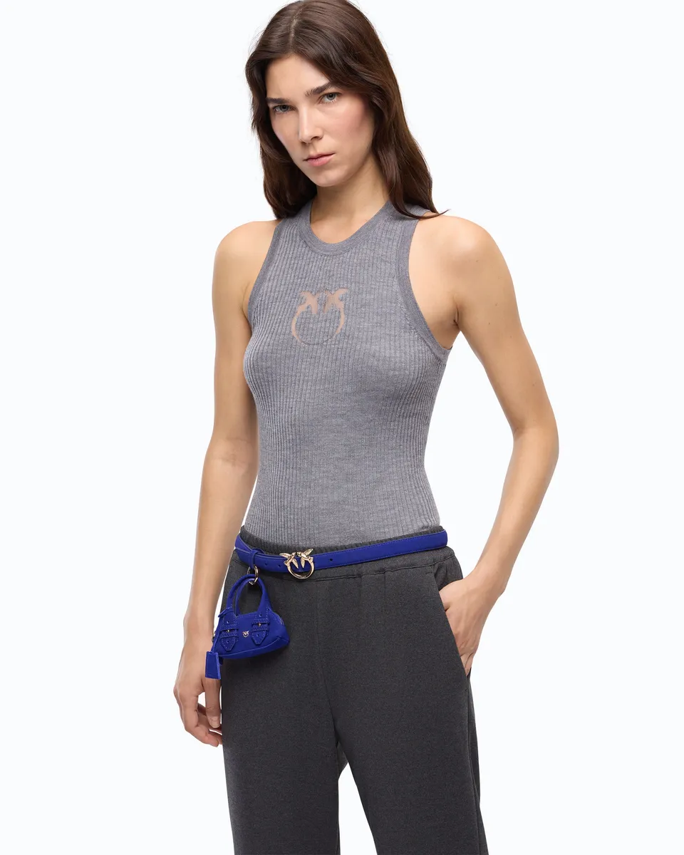 Pinko Newcastle Tank Top top szary wełna merynosów