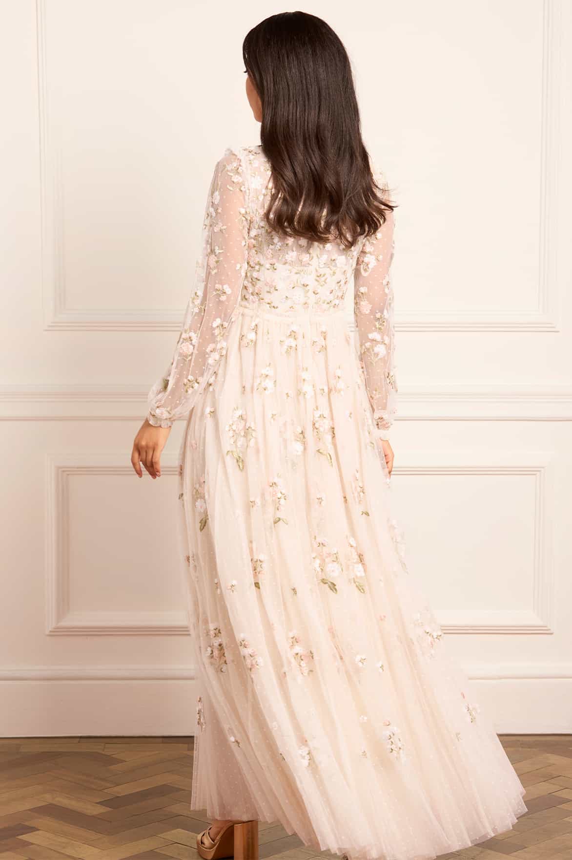Needle & Thread Posy Round Neck Gown sukienka kremowa