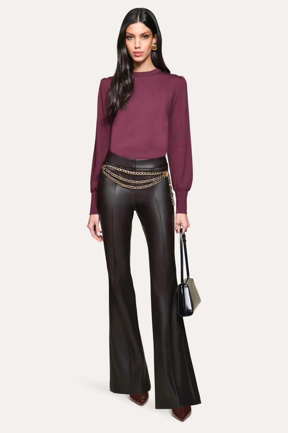 Elie Tahari Wool EN5YE505 sweter wełniany Merlot