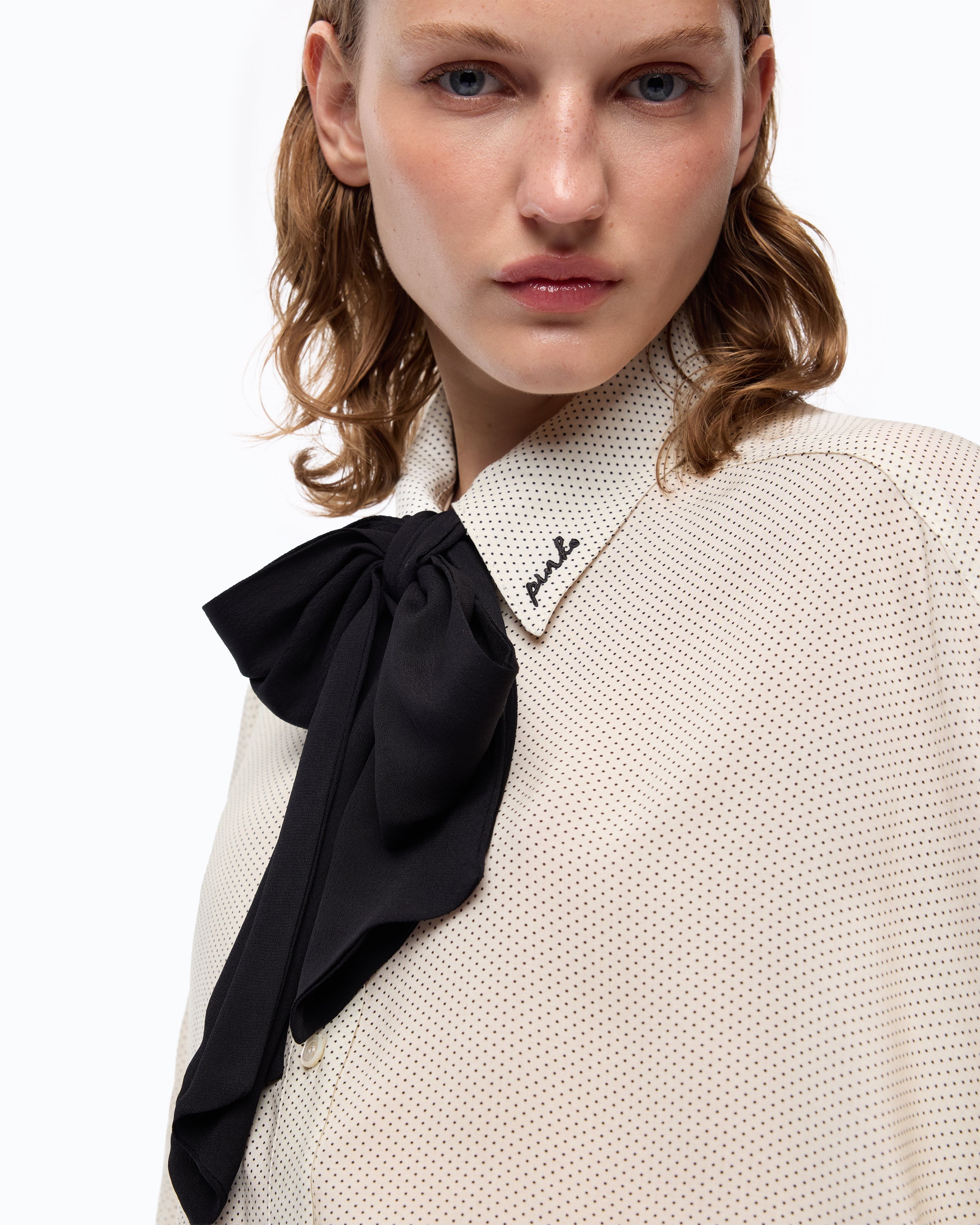 Pinko Colchico Shirt koszula w kropki z krawatem