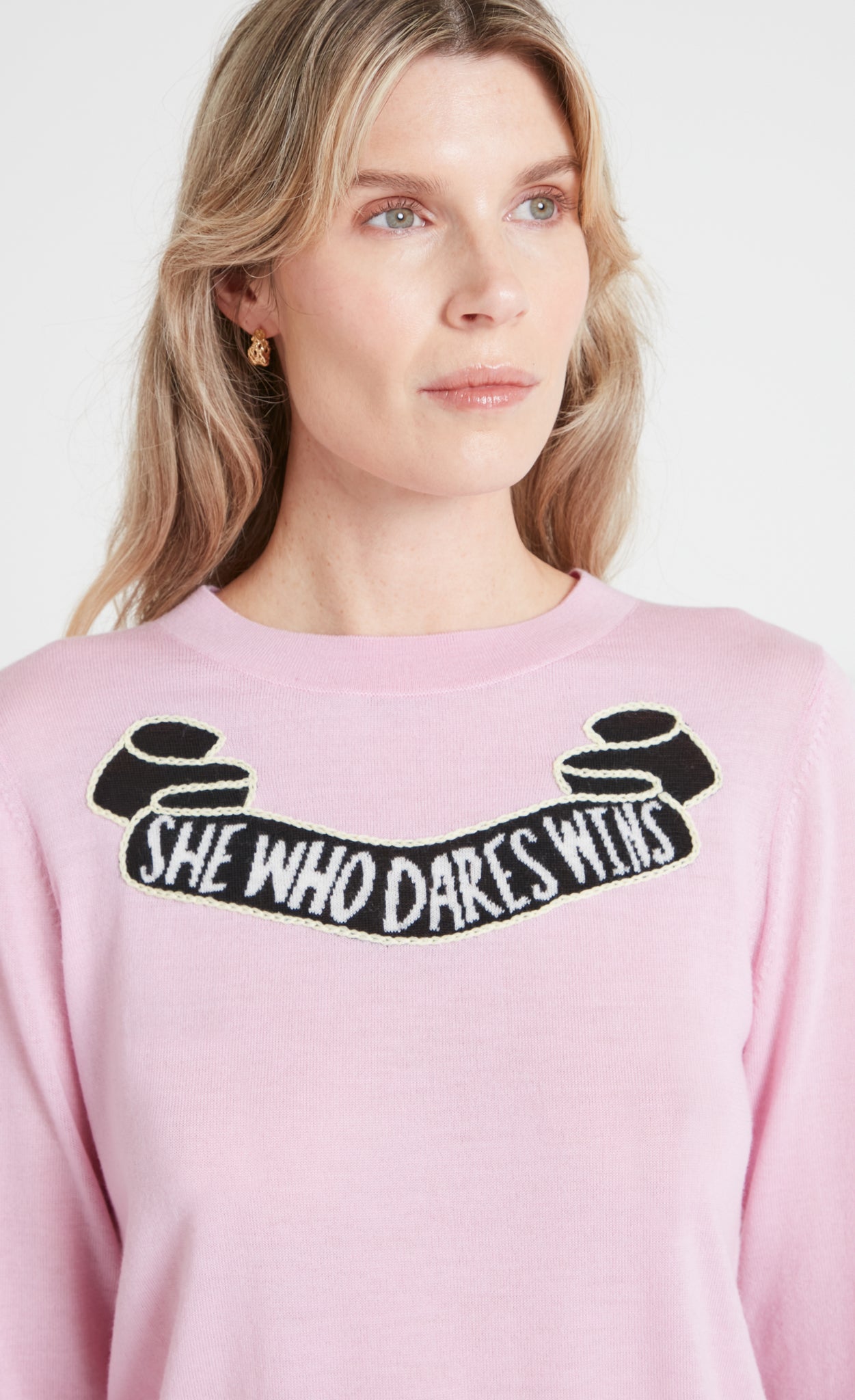Temperley London She Who Dares sweter merino różowy