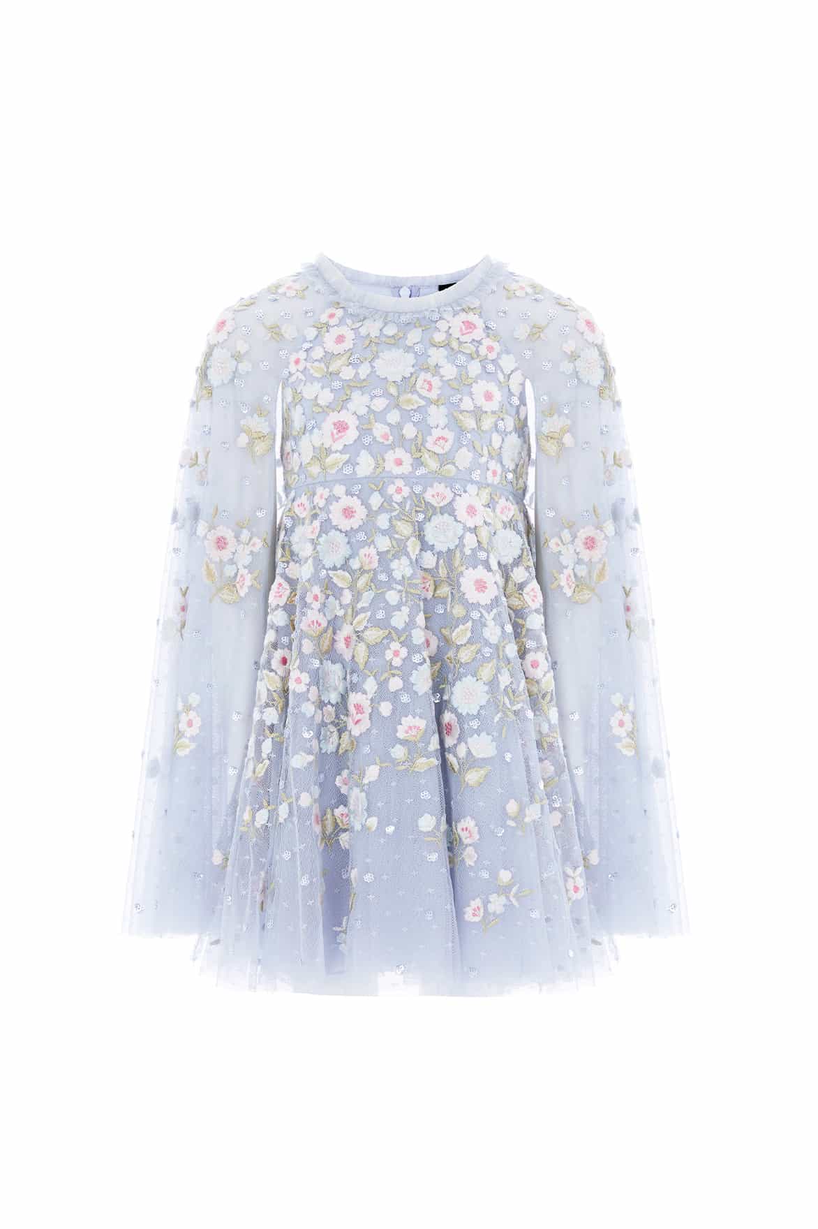 Needle & Thread Ethereal Blooms Cape Sukienka Blue haftowana