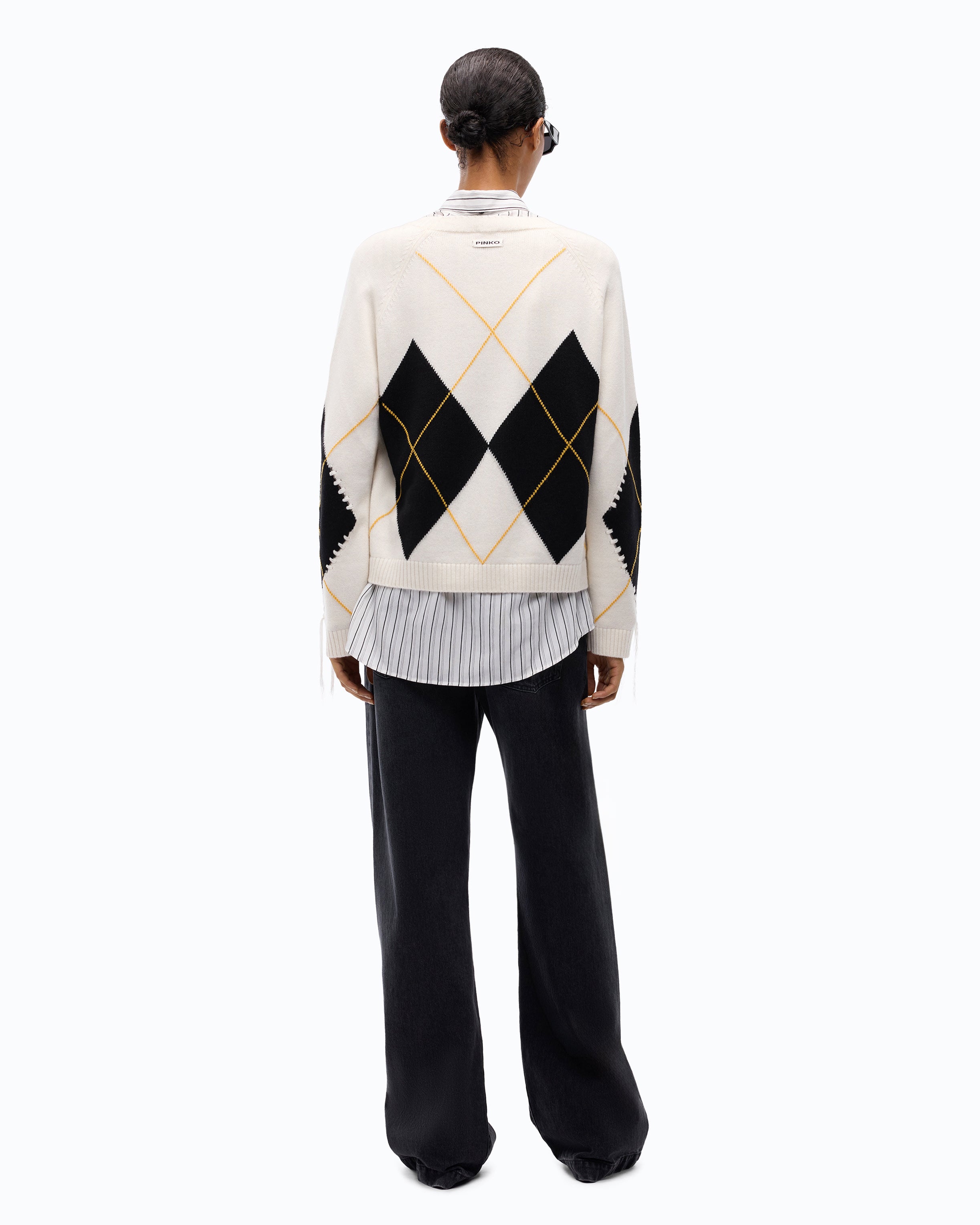 Pinko Berna Sweater sweter beżowy w romby