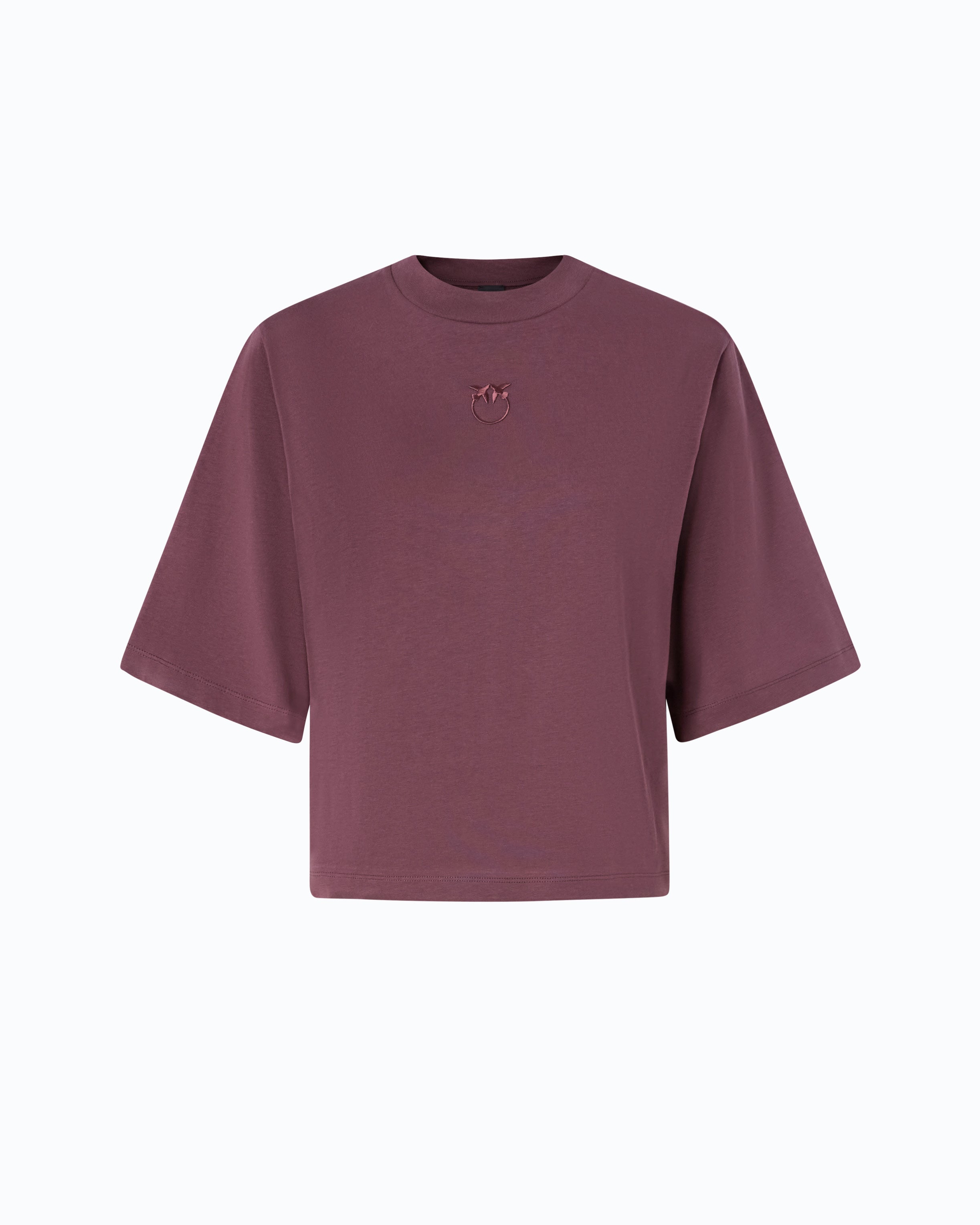 Pinko Niamey T-shirt bawełniany bordowy z logo Love Birds