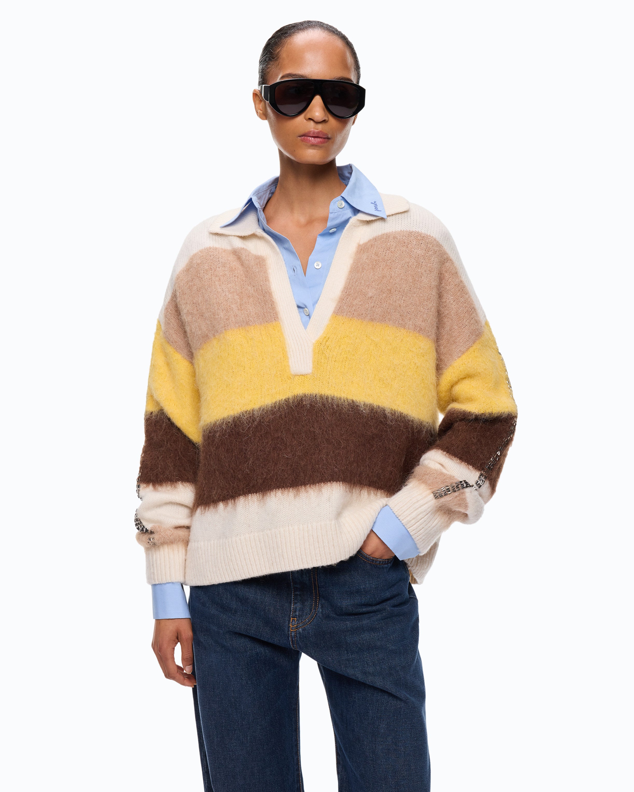 Pinko Strillo Polo Shirt sweter alpaka w paski