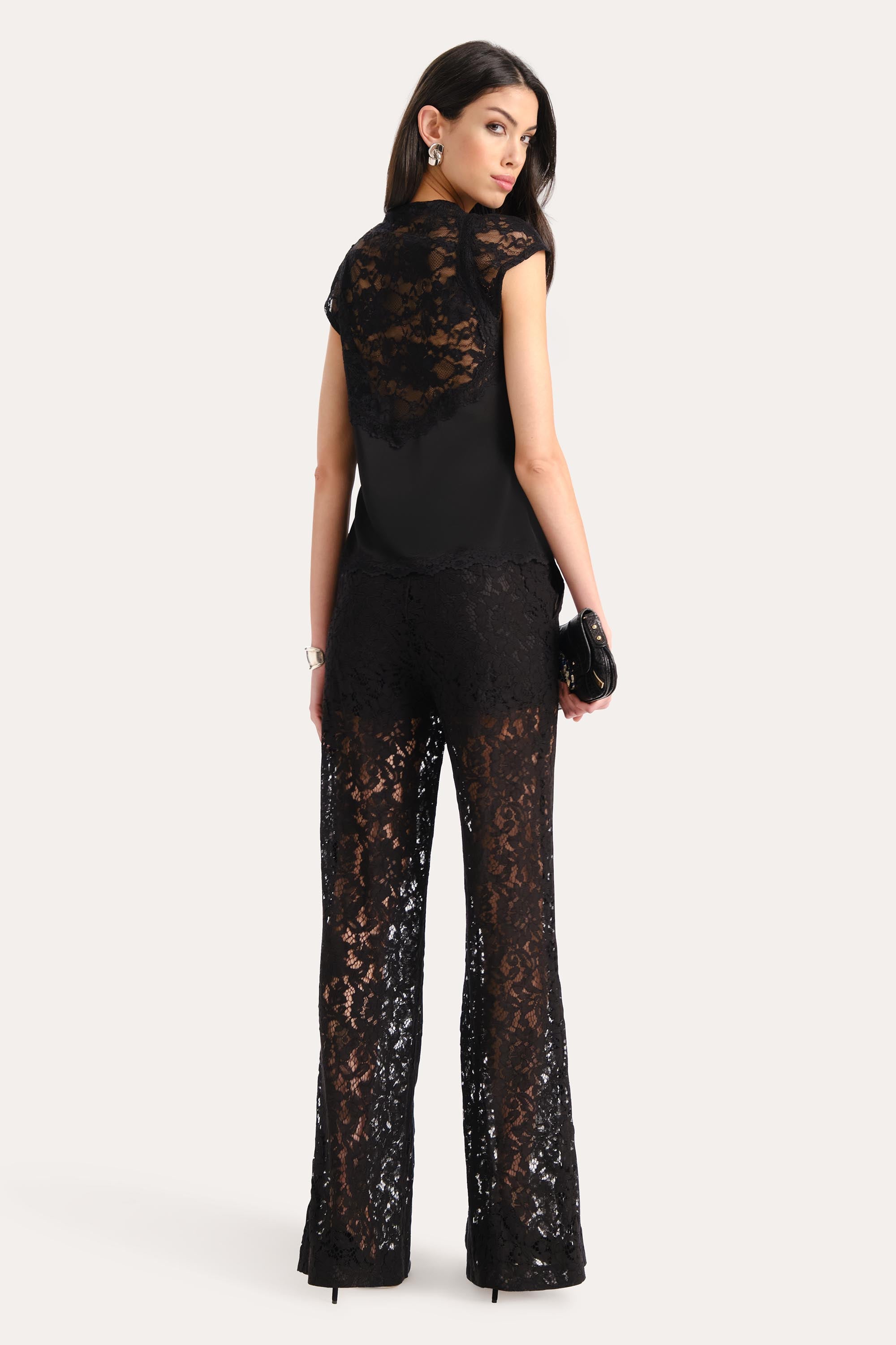 Elie Tahari Fleur E4029206 spodnie Black koronkowe